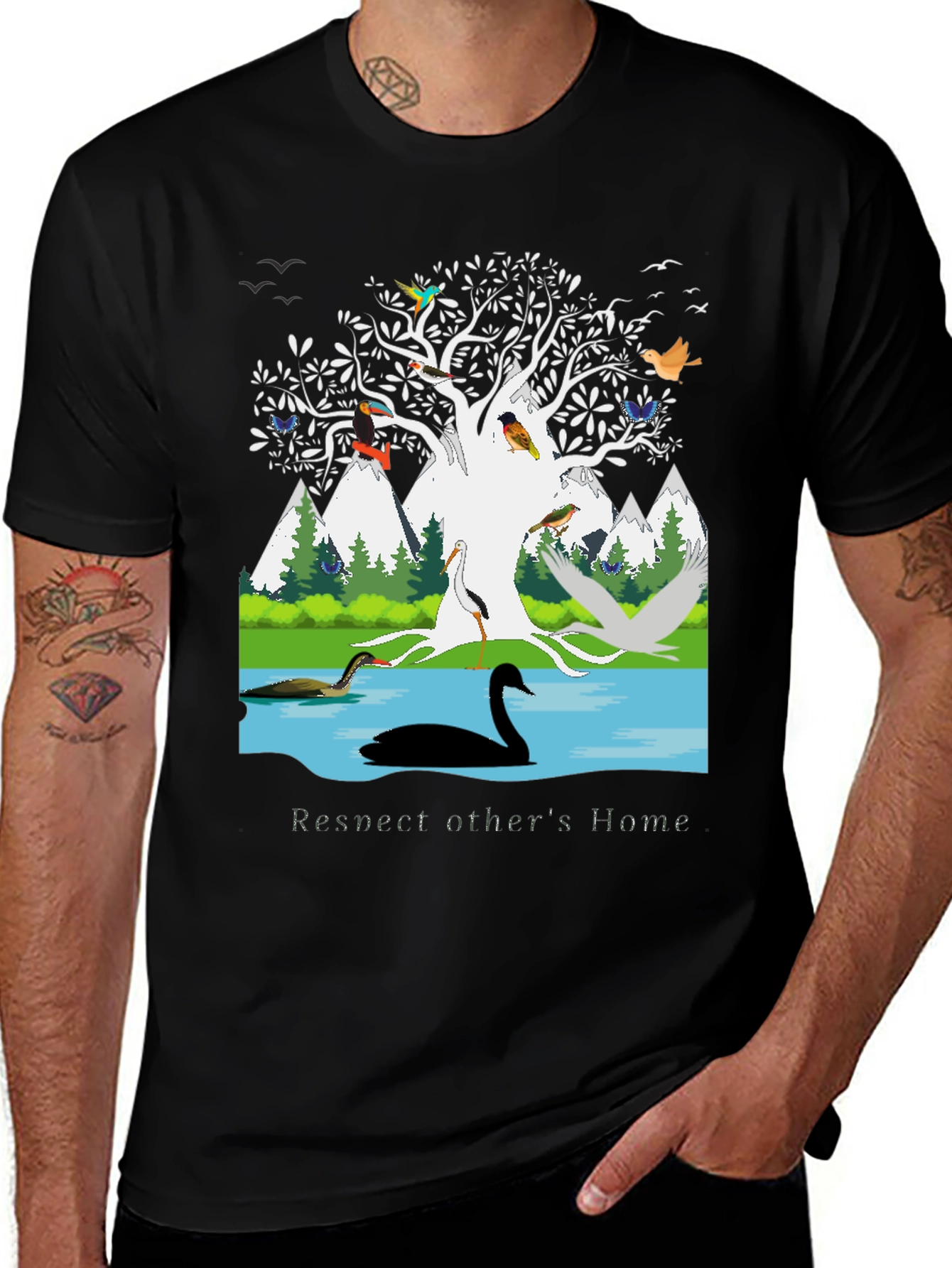 Variant 29 of Respect Home T-Shirt - Nature Inspired Graphic Tee