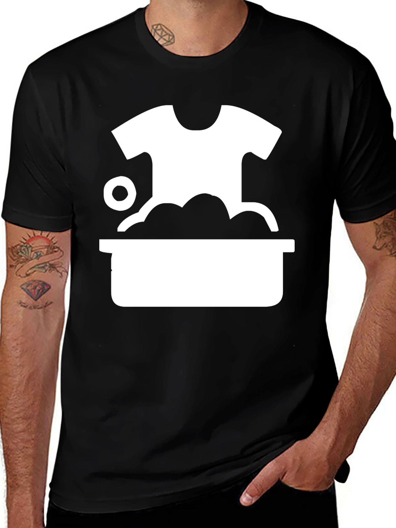 Variant 30 of Hand Wash Graphic Tee - Black Cotton T-Shirt