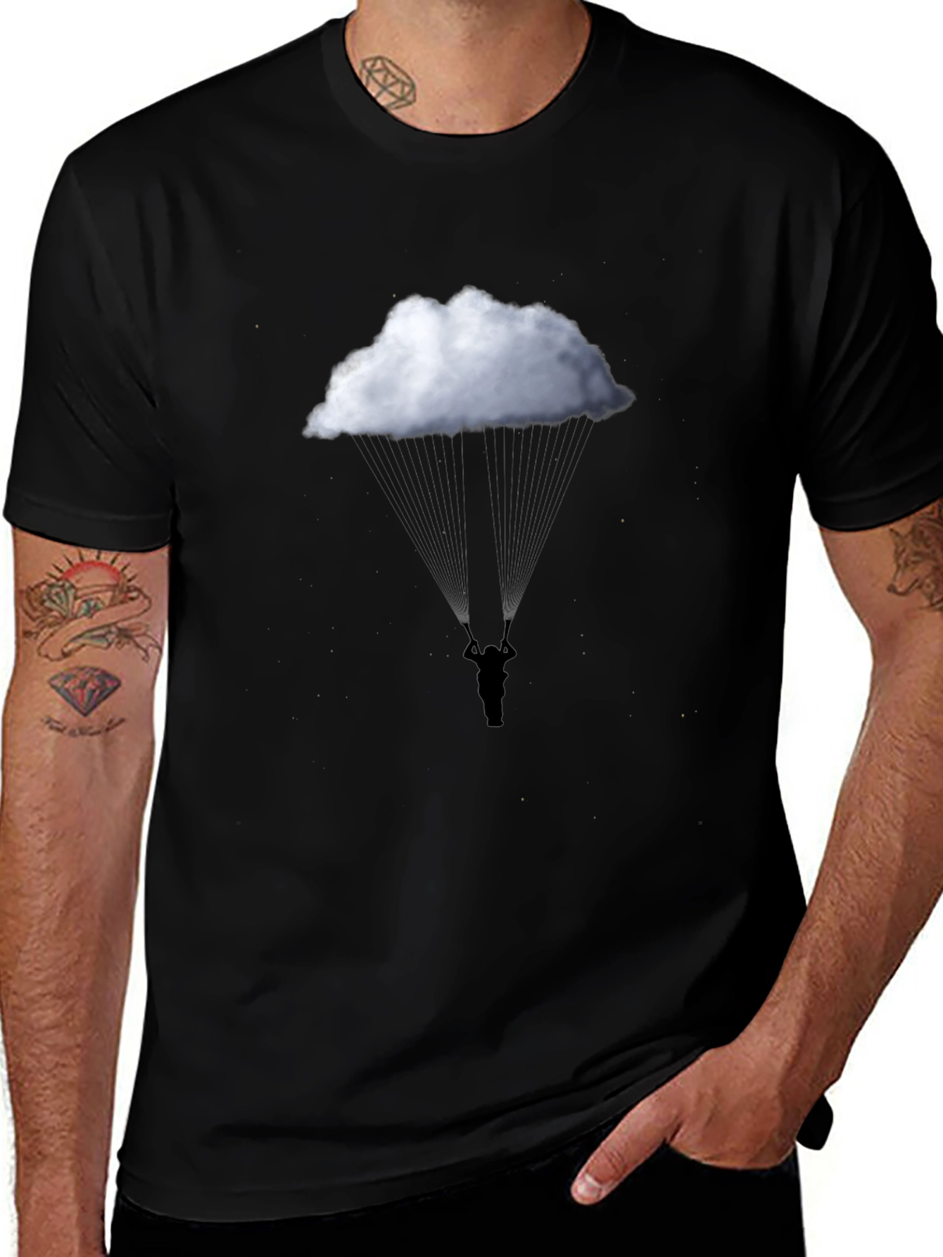 Variant 13 of Cloud Parachute Black Tee