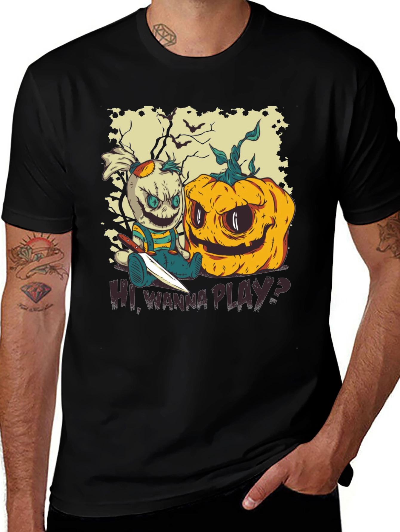 Creepy Halloween T-Shirt - Wanna Play?
