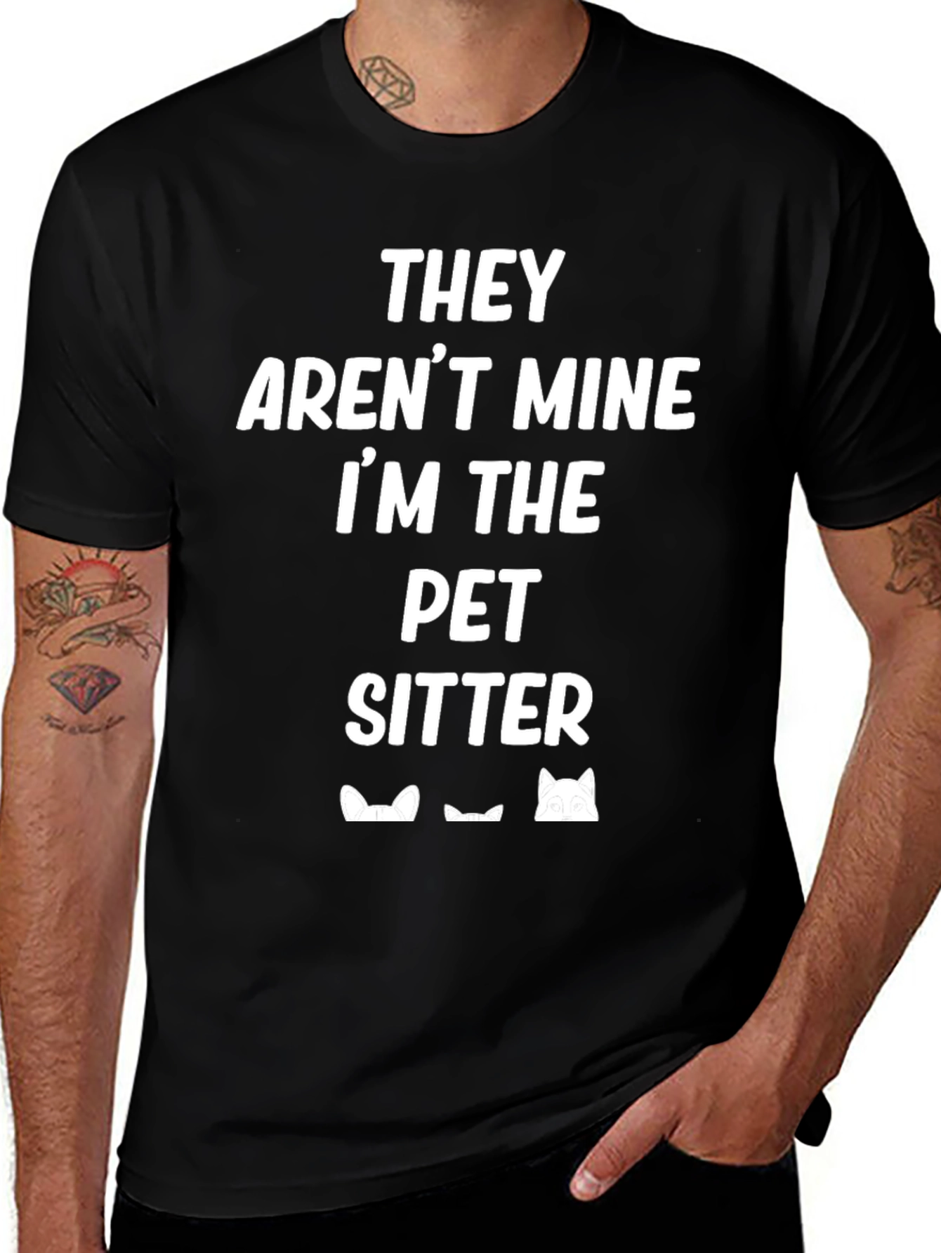 Variant 11 of Funny Pet Sitter T-Shirt, Cat Peek Design