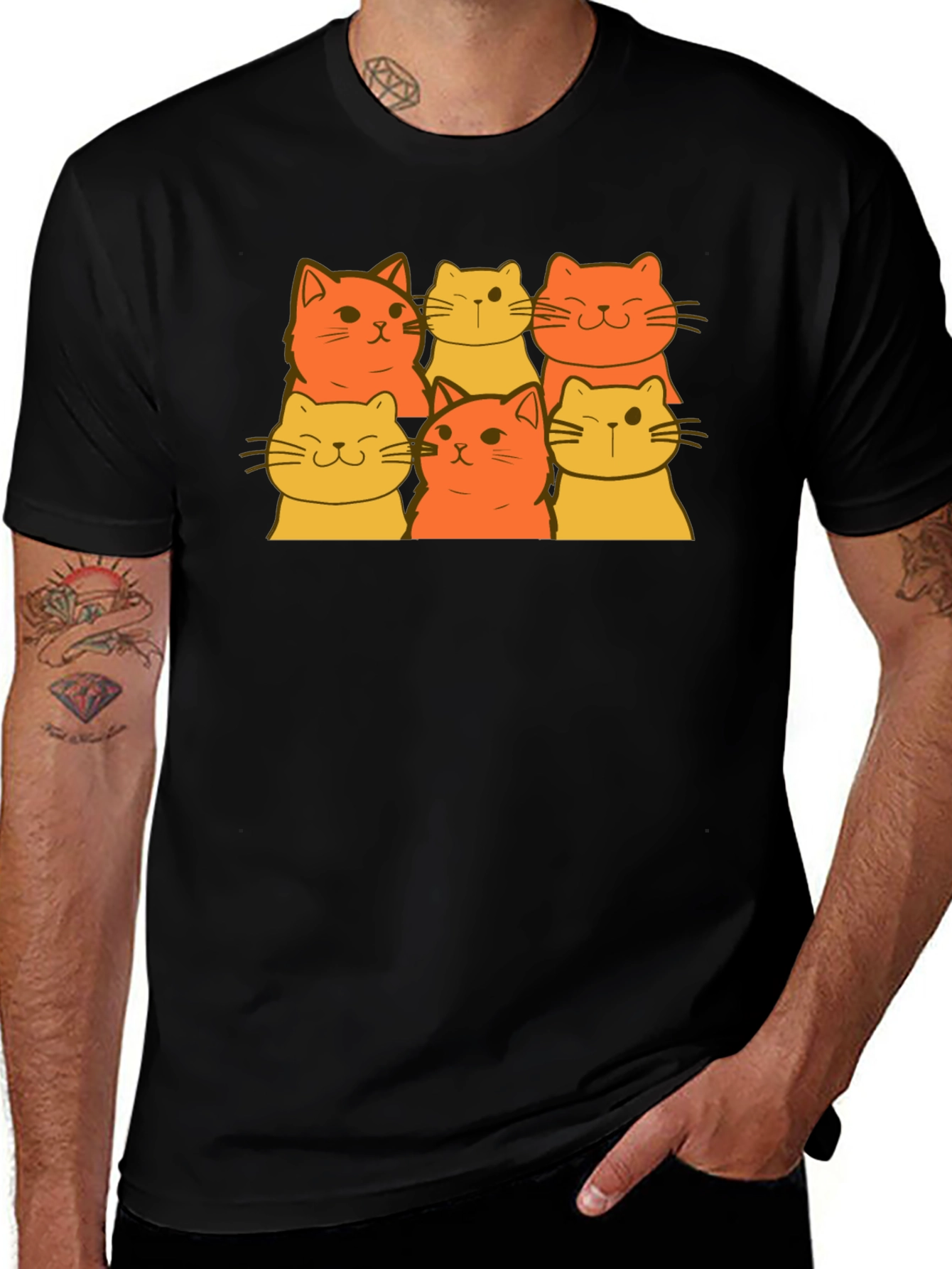 Variant 24 of Cute Cats Graphic T-Shirt - Black
