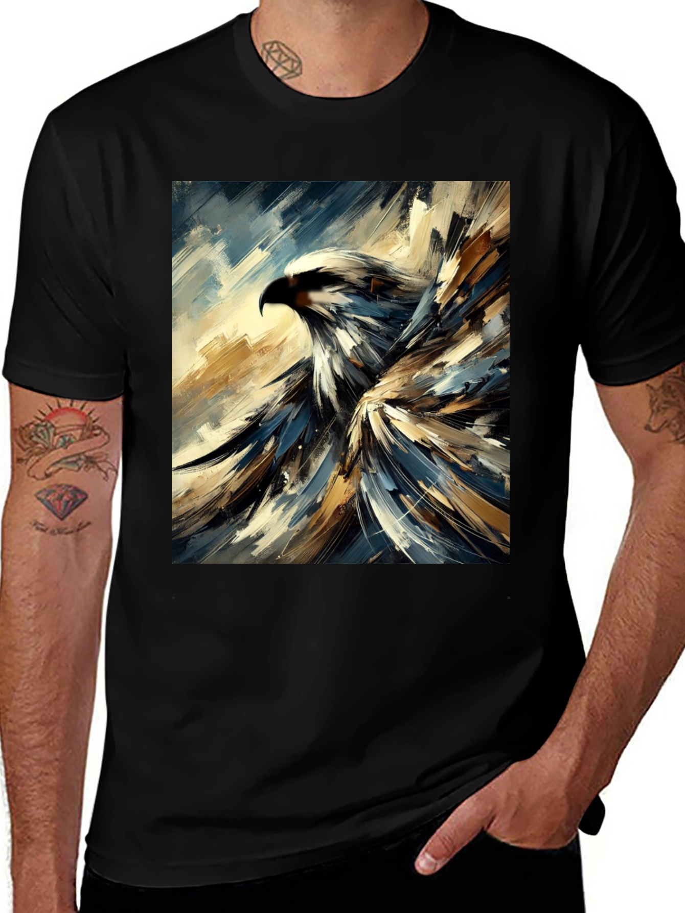 Variant 14 of Abstract Eagle Graphic Black T-Shirt