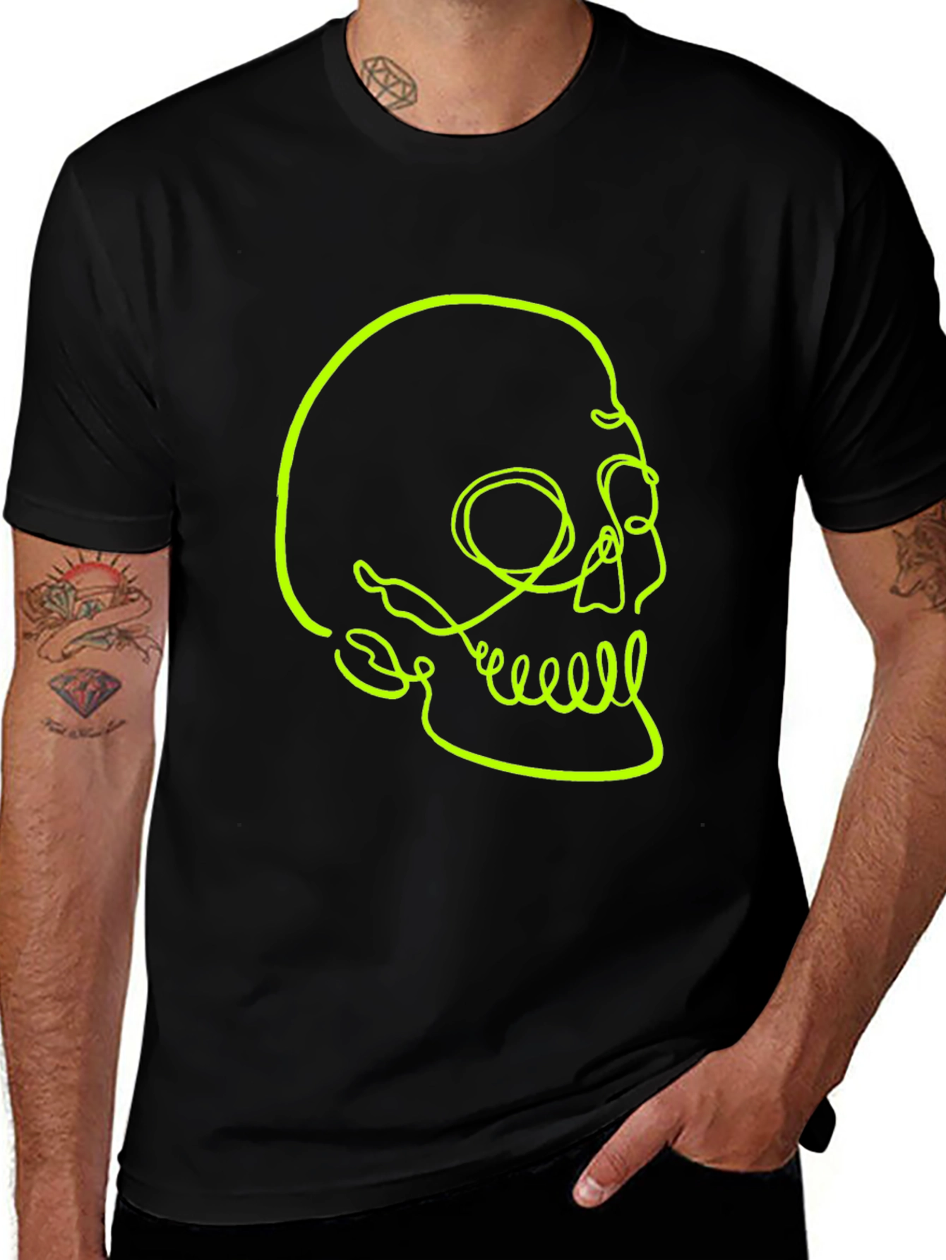 Variant 26 of Neon Skull Graphic Tee - Cool Casual Style