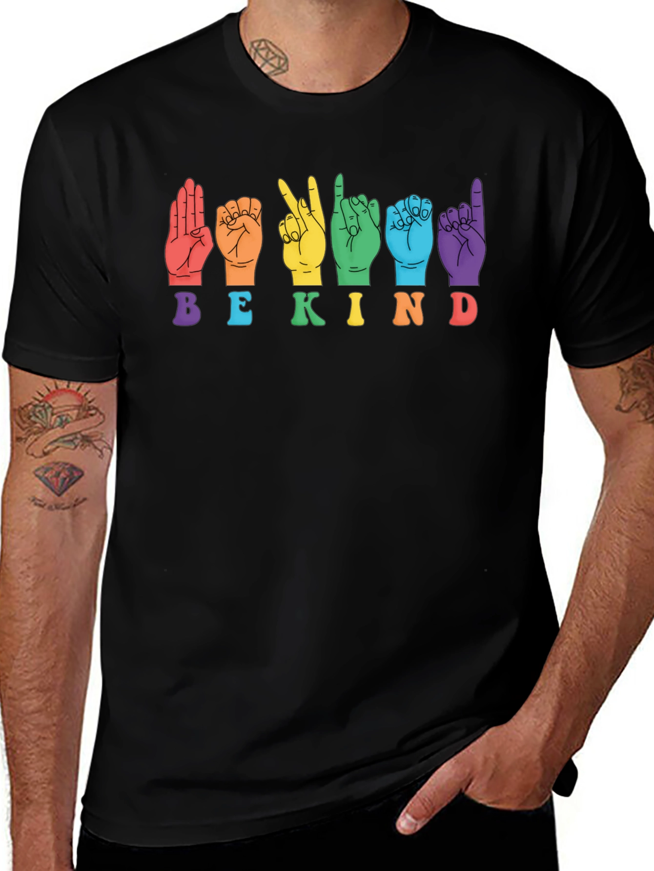 Variant 14 of Be Kind Sign Language Graphic T-Shirt