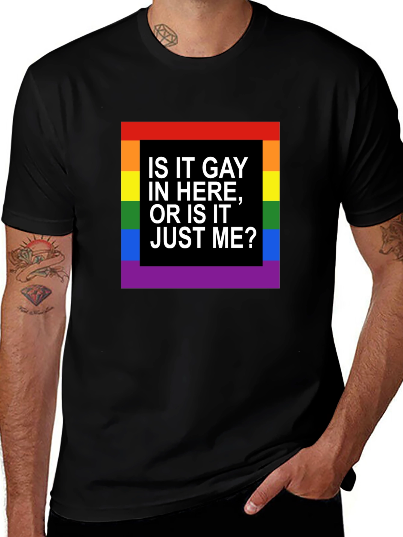 Variant 7 of Gay Pride Rainbow T-Shirt Funny LGBTQ+ Tee