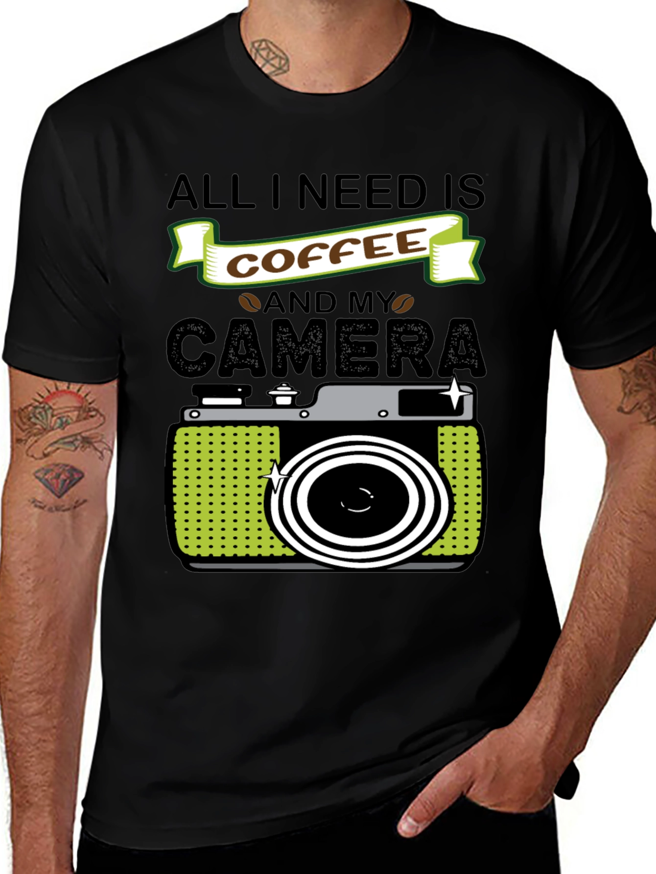 Variant 19 of Coffee & Camera T-Shirt - Photographer's Tee