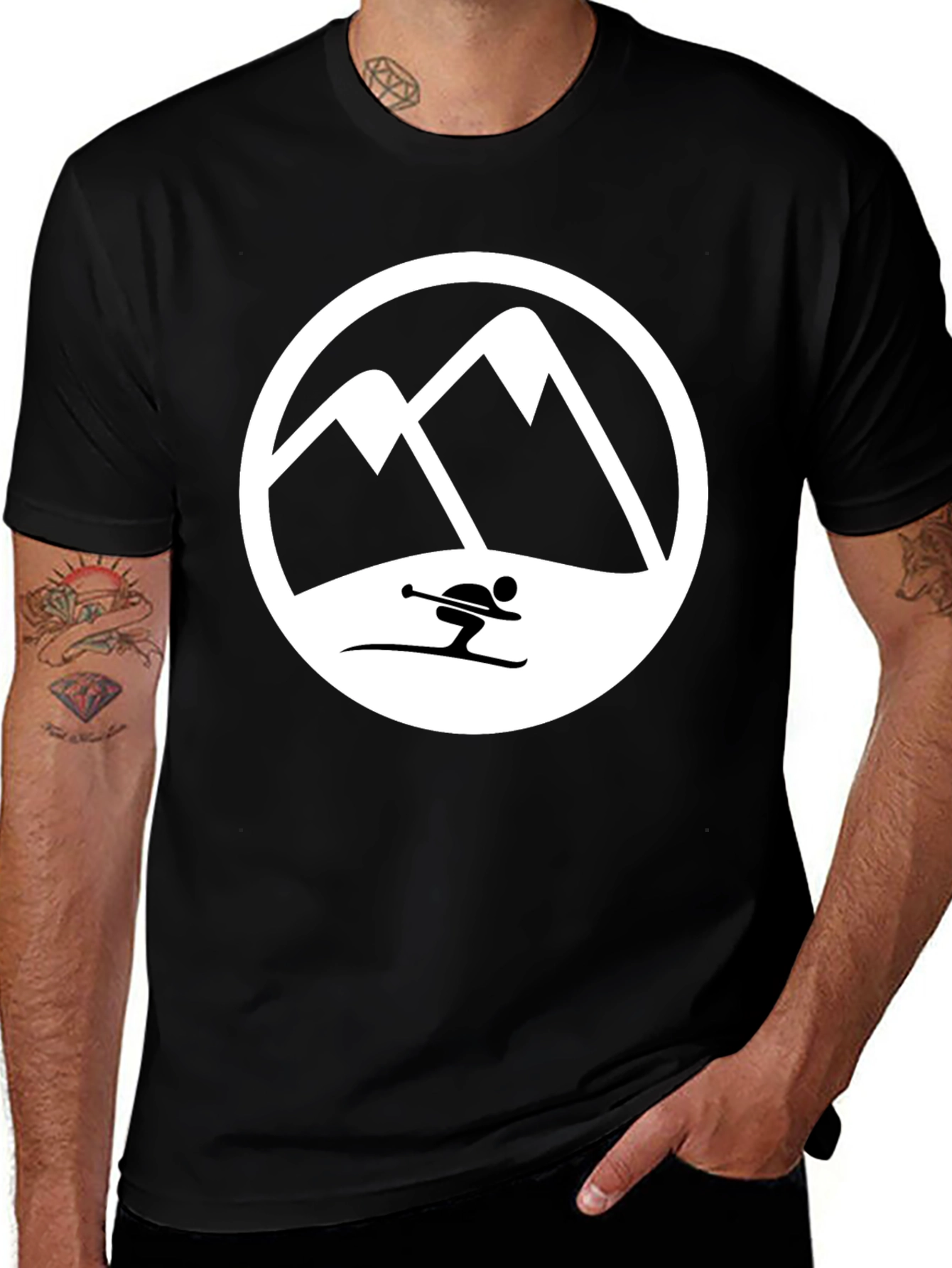 Variant 7 of Mountain Skier T-Shirt - Black Graphic Tee