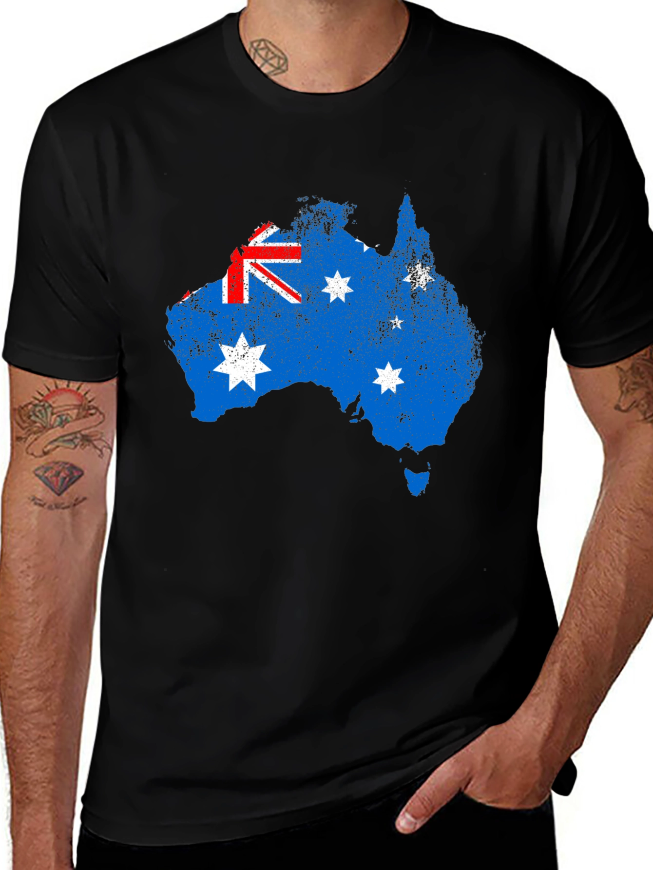 Australia Flag Map Graphic Tee - Black