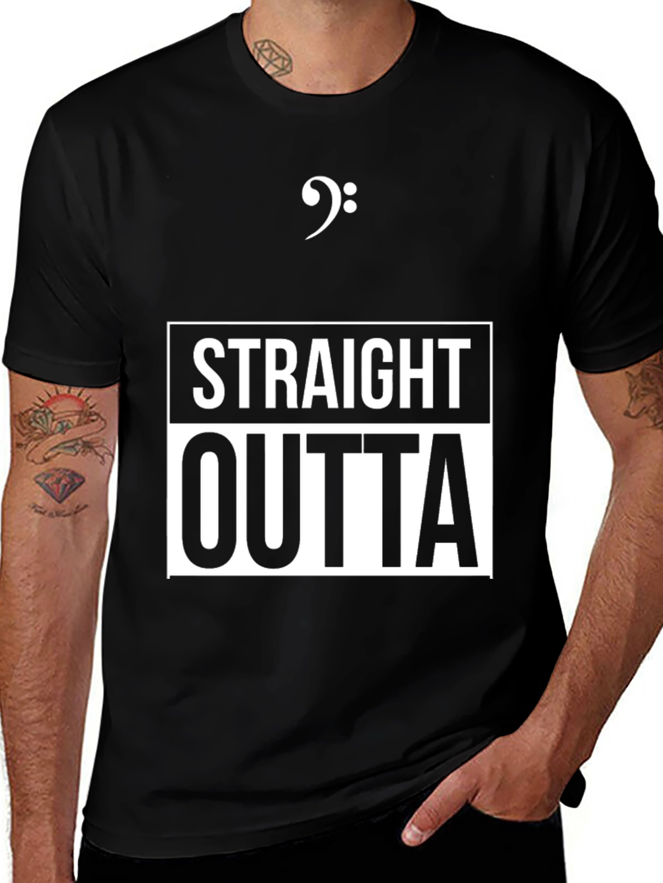 Variant 21 of Straight Outta Bass Clef Music T-Shirt