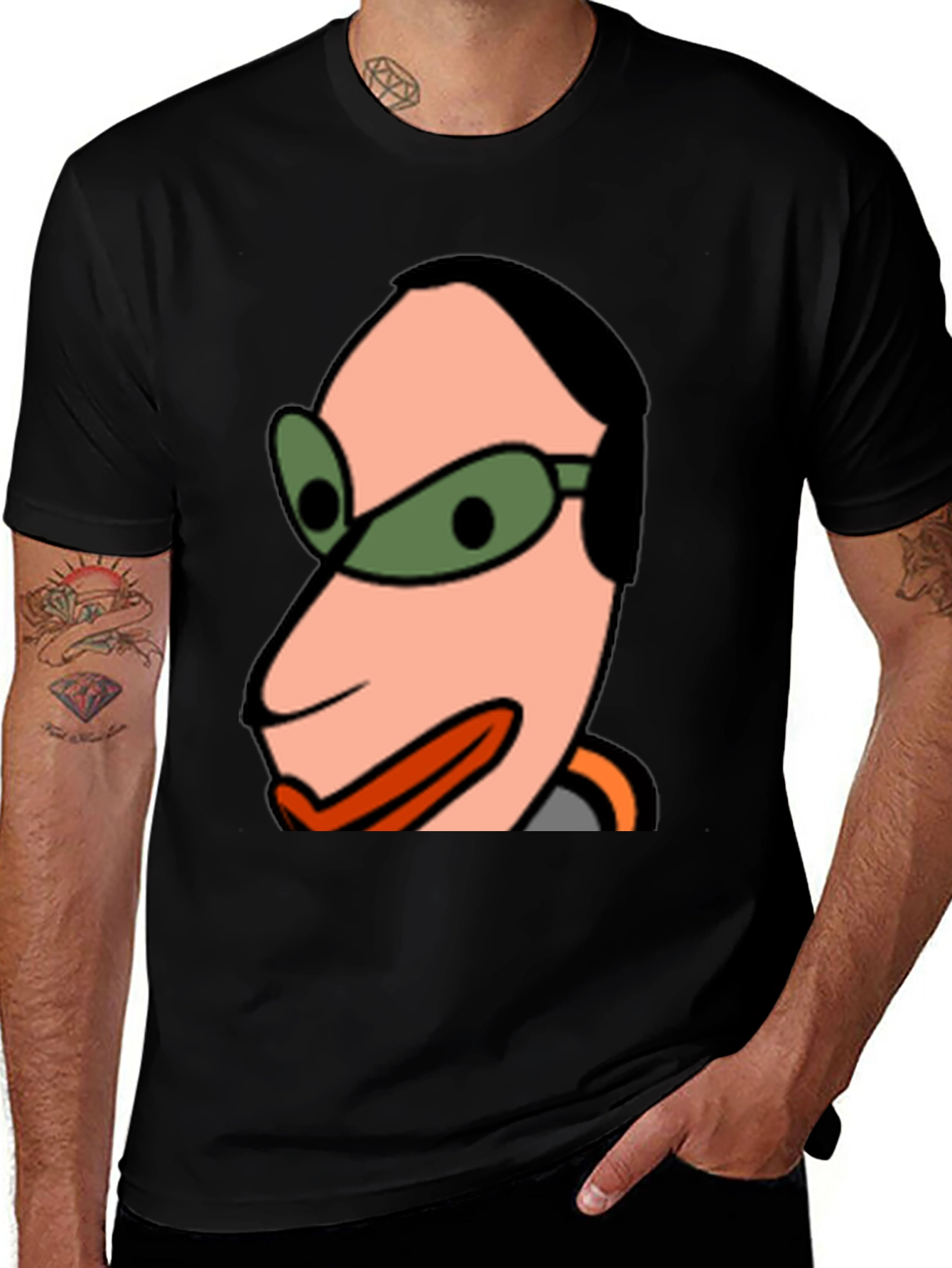 Variant 15 of Cartoon Face Graphic Black T-Shirt