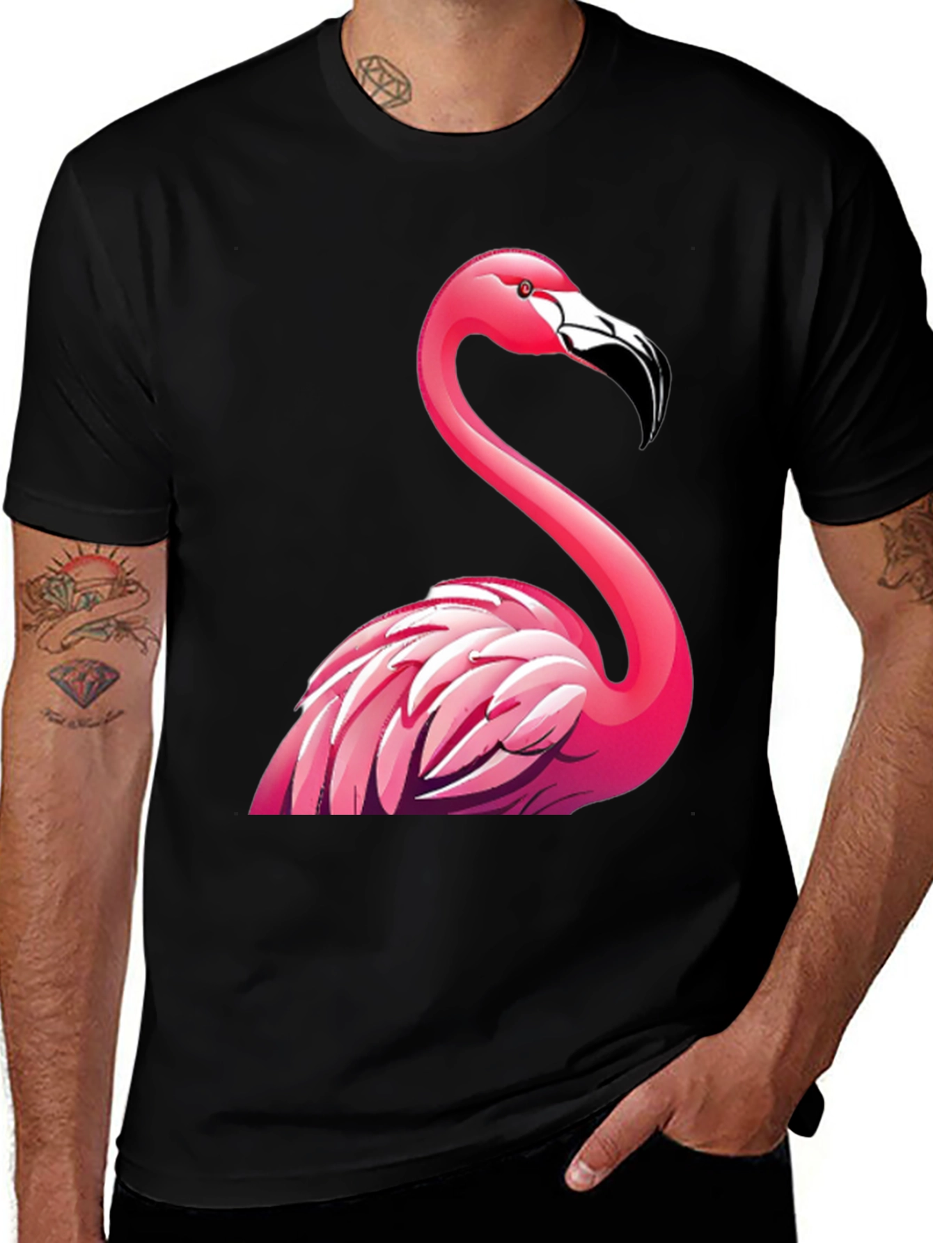 Variant 15 of Flamingo Graphic Tee - Black Cotton Blend