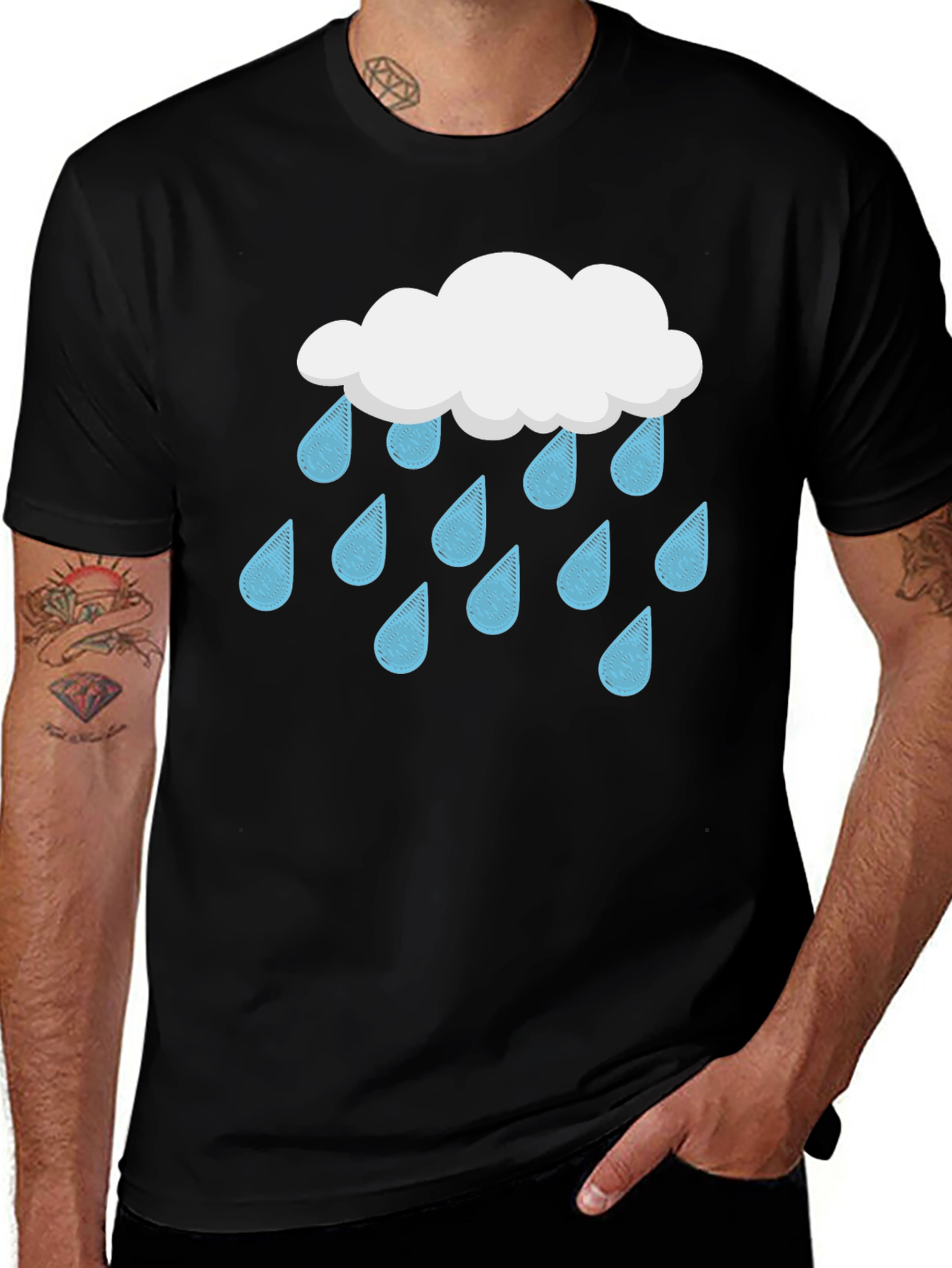 Variant 18 of Rainy Day Graphic Tee - Black Cotton T-Shirt