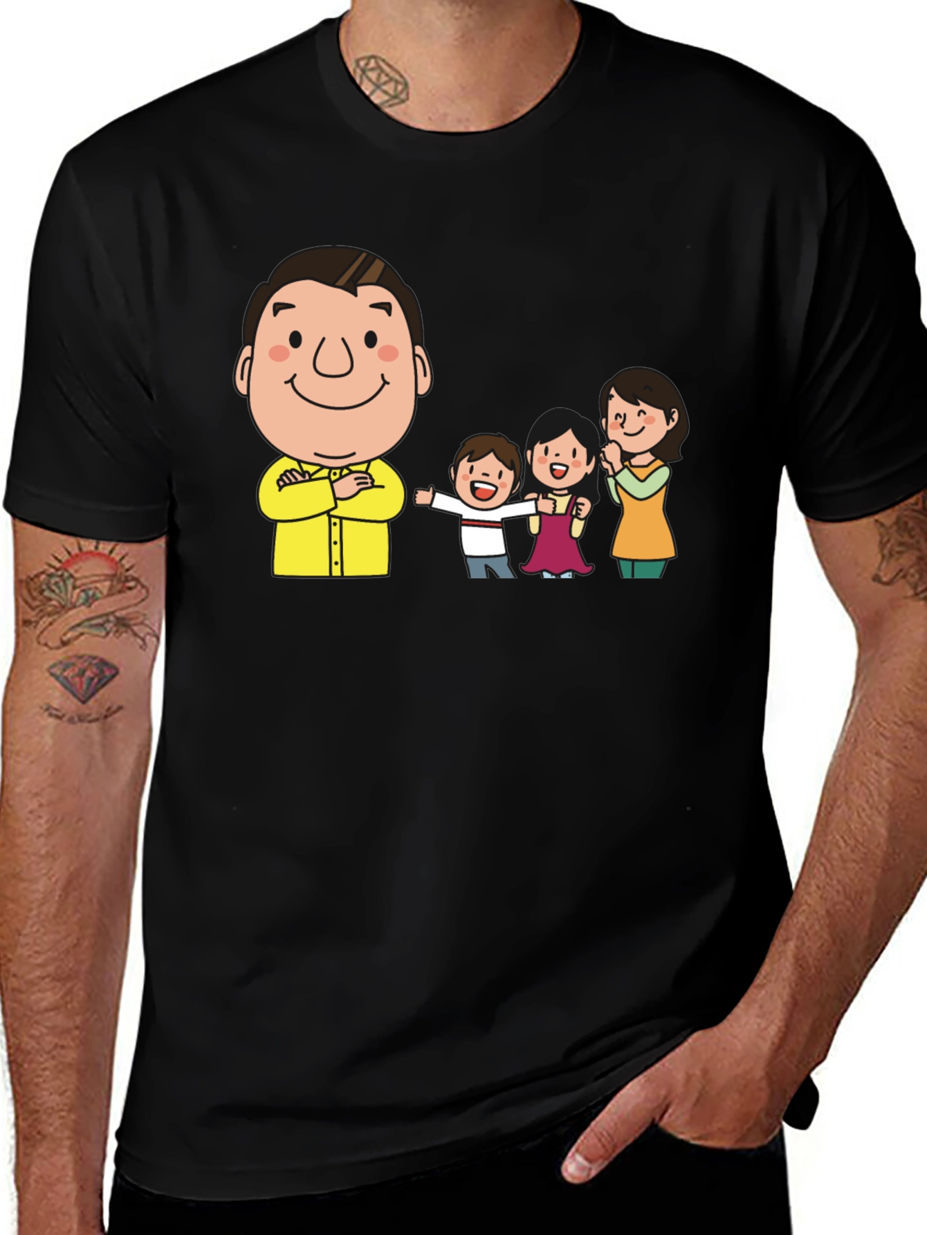 Variant 23 of Cartoon Family Black T-Shirt