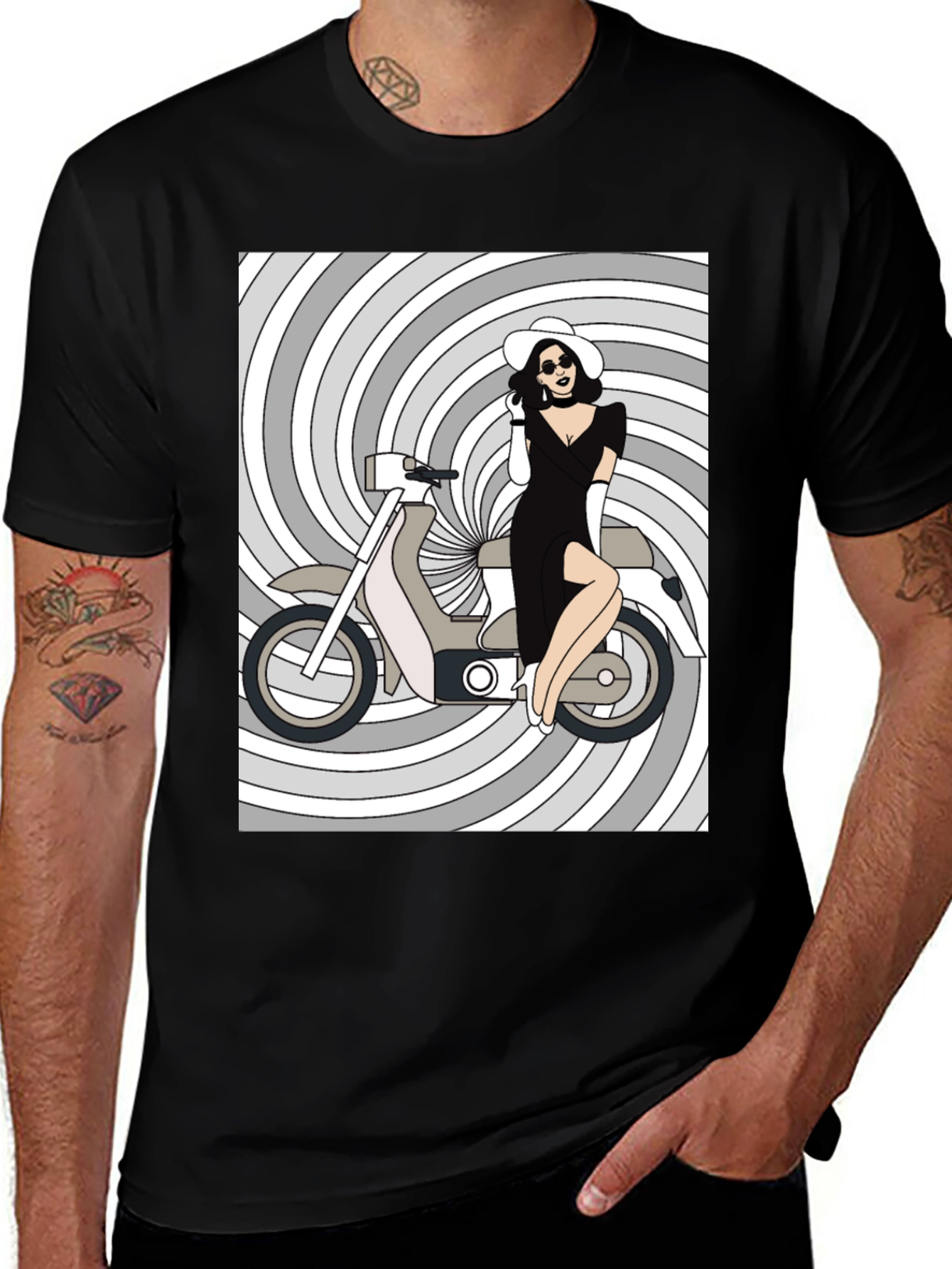 Variant 25 of Retro Chic T-Shirt: Girl on Scooter