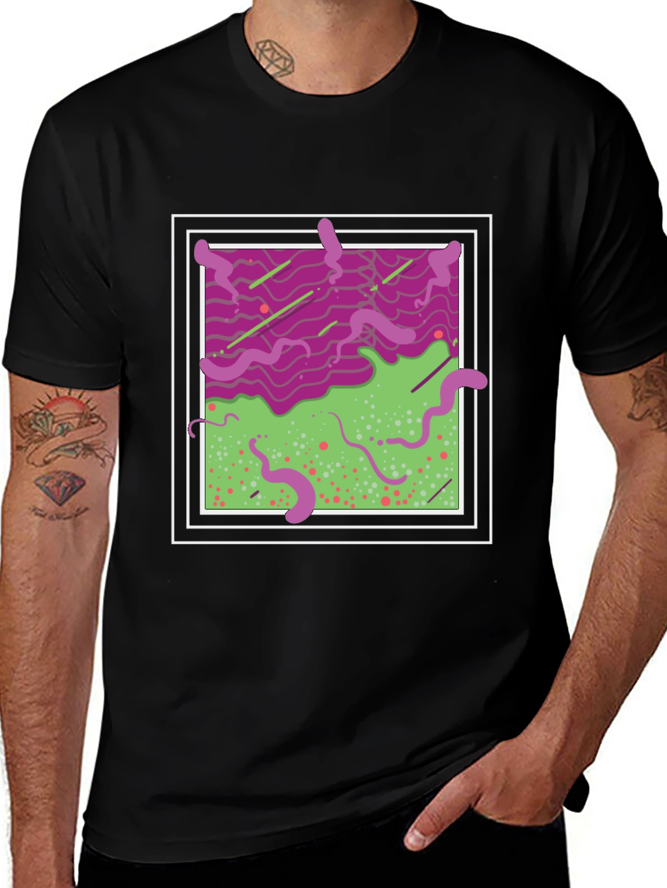 Variant 26 of Abstract Graphic T-Shirt - Men's Black Tee