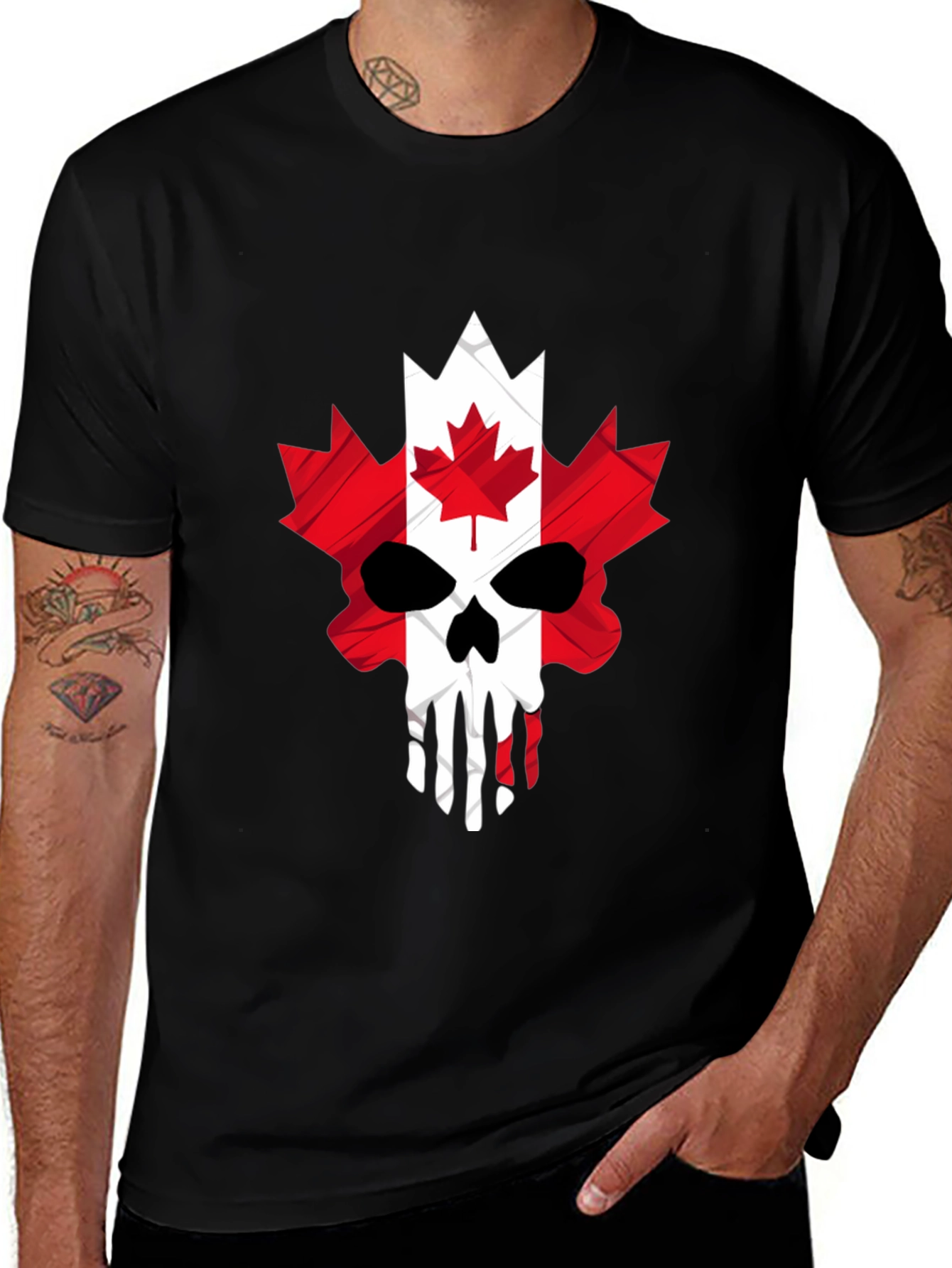 Canadian Skull Flag Graphic T-Shirt