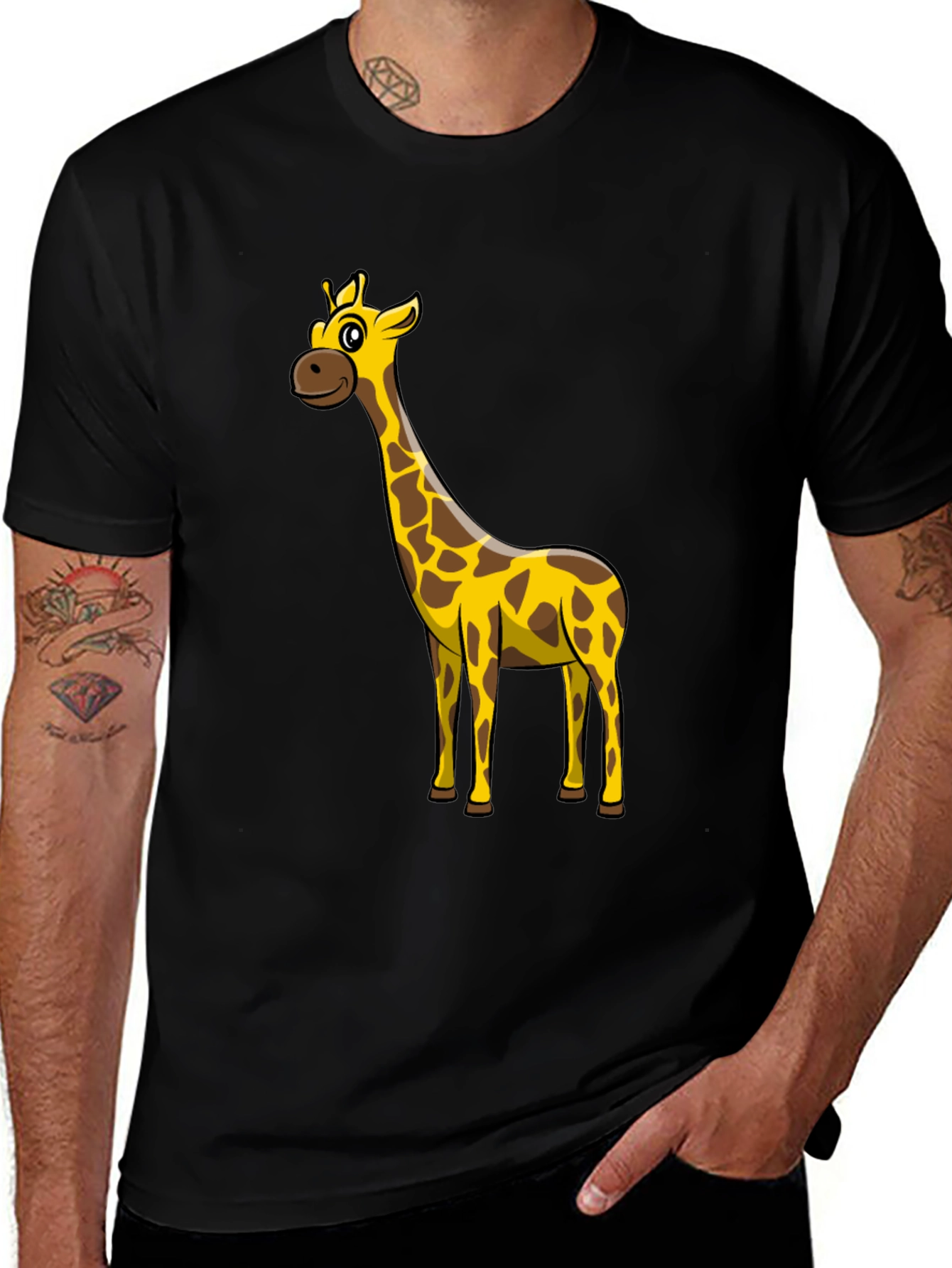 Variant 13 of Giraffe Graphic Black T-Shirt