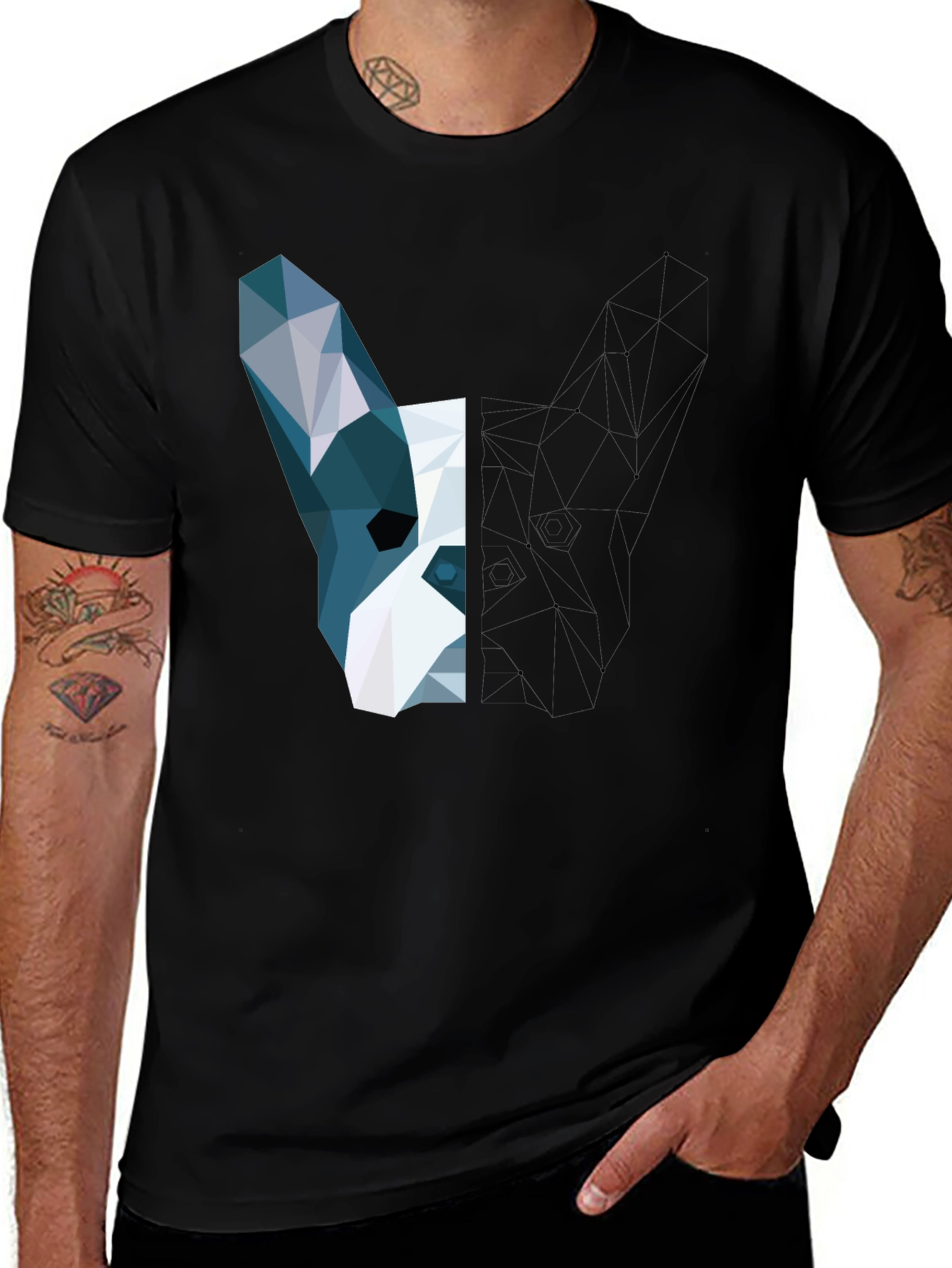 Variant 25 of Abstract Dog Graphic Tee - Modern Geometric Design
