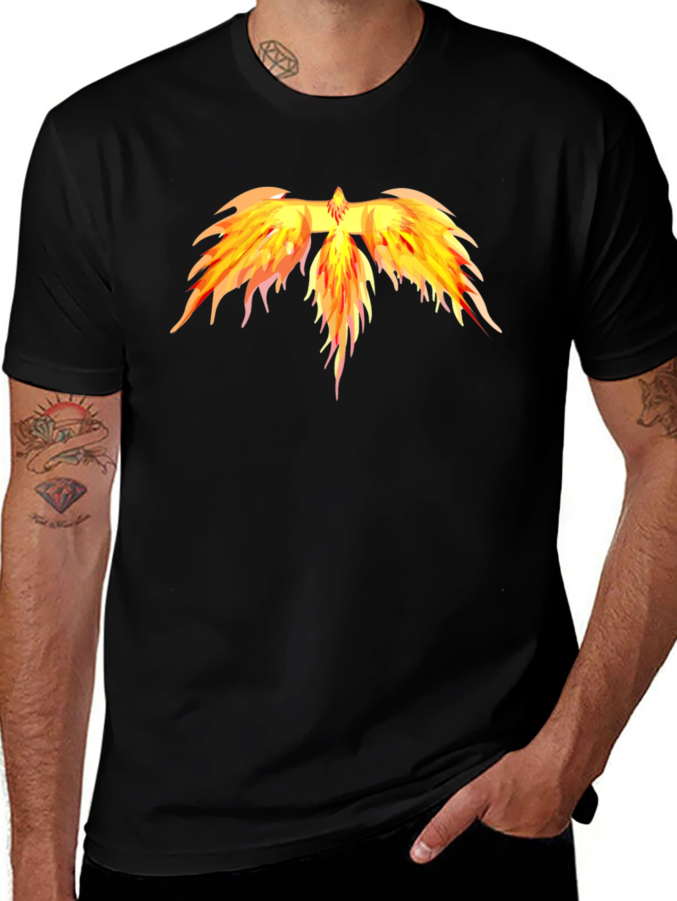 Variant 20 of Fiery Phoenix Graphic Tee - Black