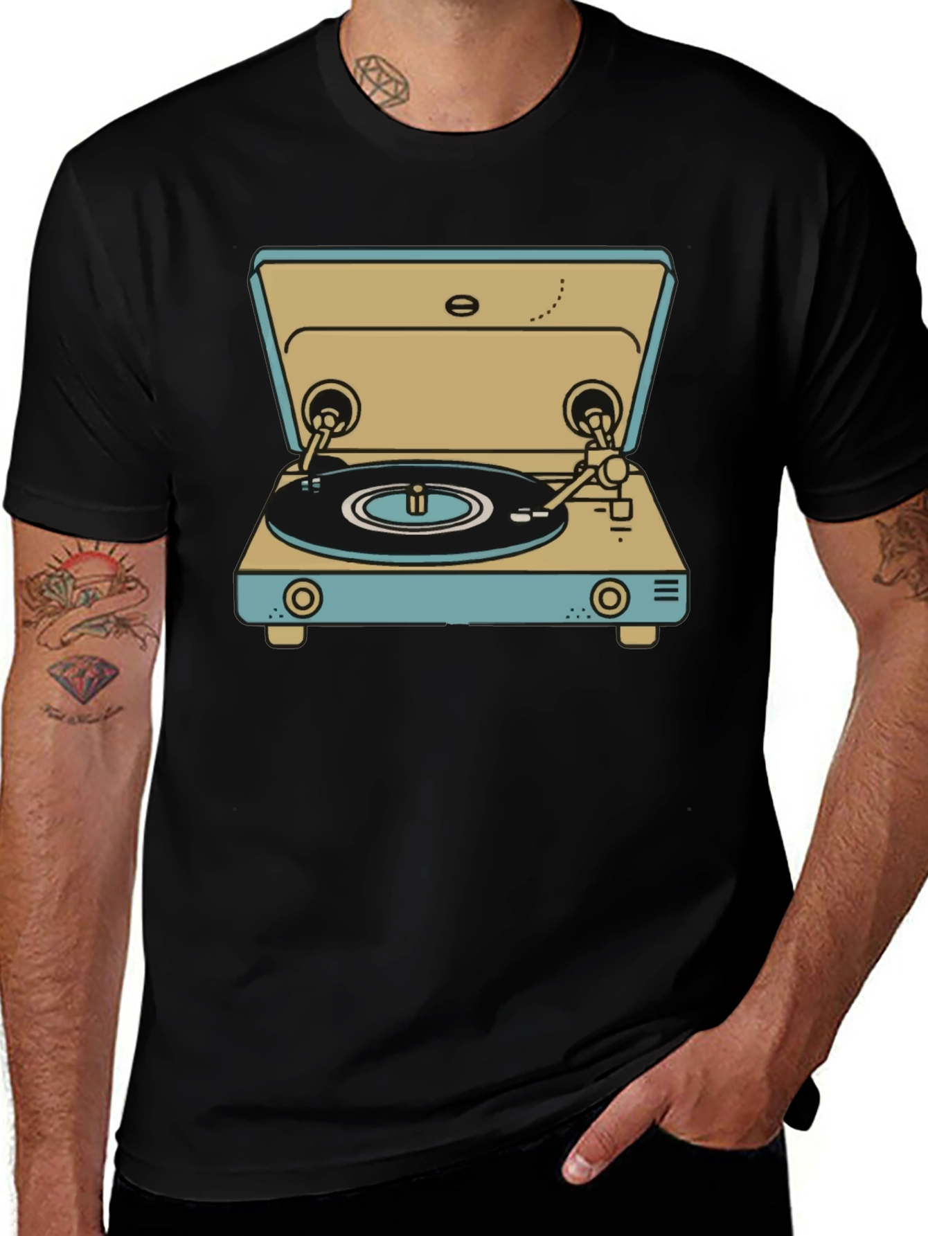 Variant 18 of Retro Turntable Graphic Tee - Vintage Record Player Shirt