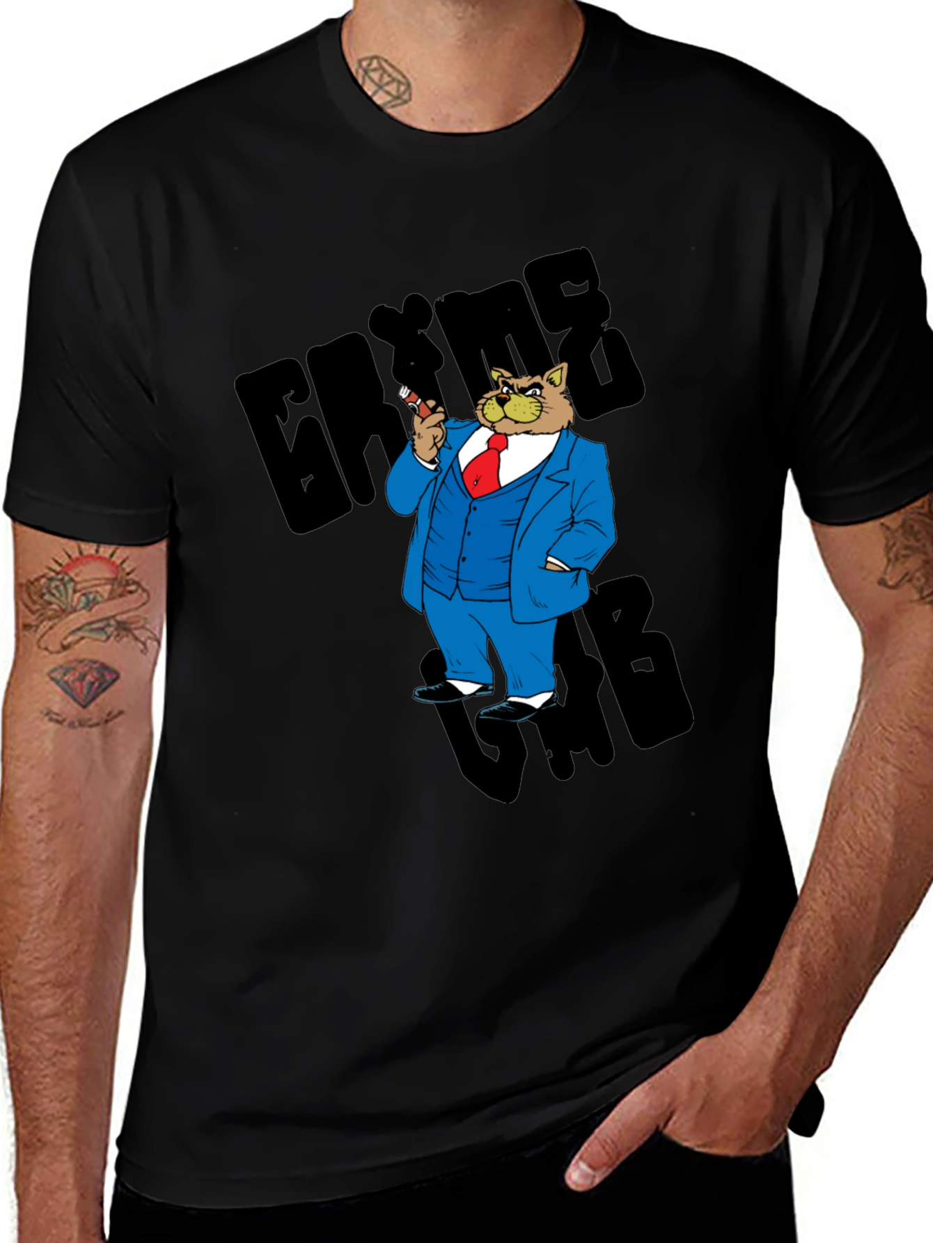Variant 24 of Gangster Cat T-Shirt - Cool Cartoon Graphic Tee