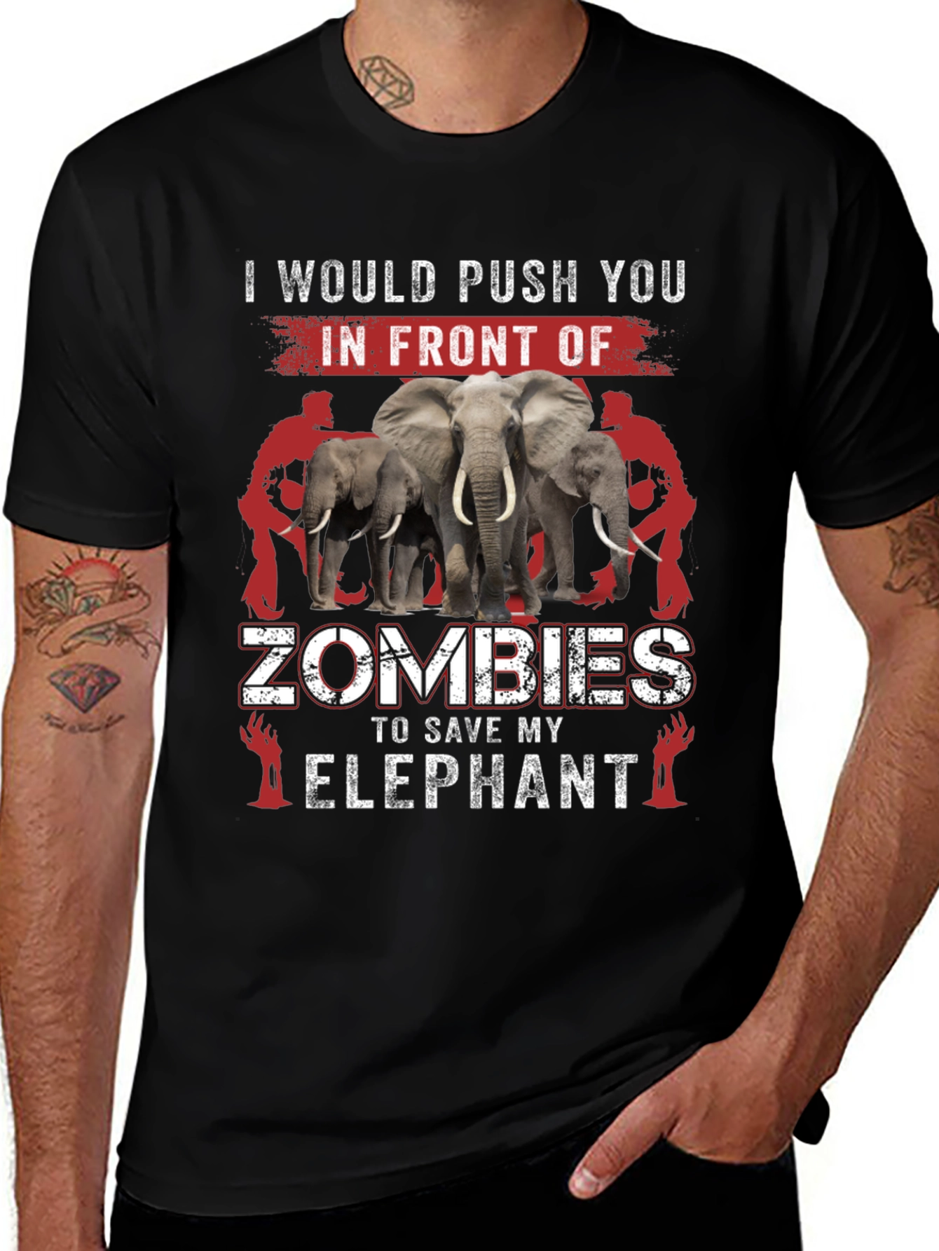 Variant 3 of Funny Elephant Zombie T-Shirt