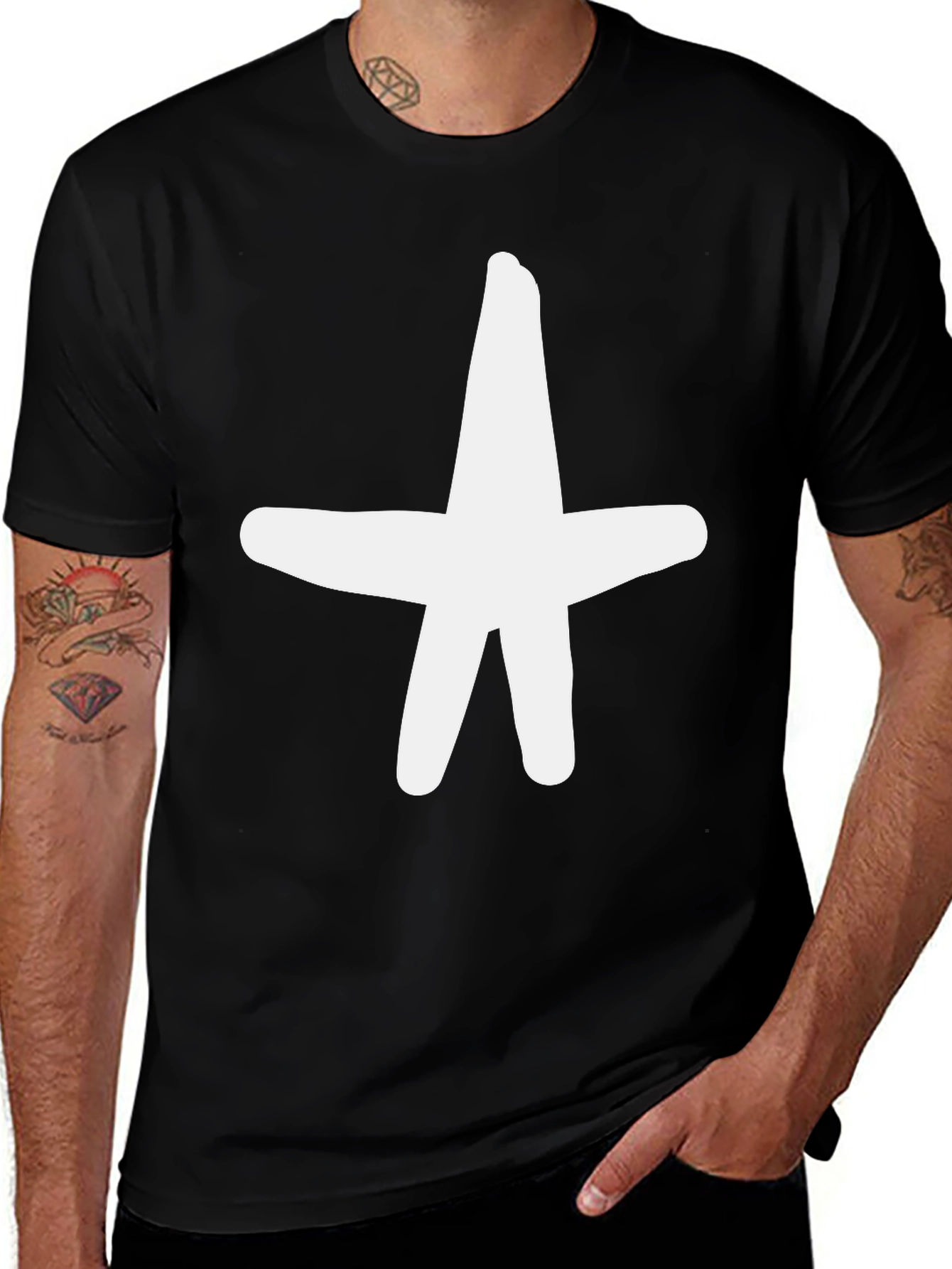 Variant 17 of Bold Star Graphic Tee - Casual Black T-Shirt