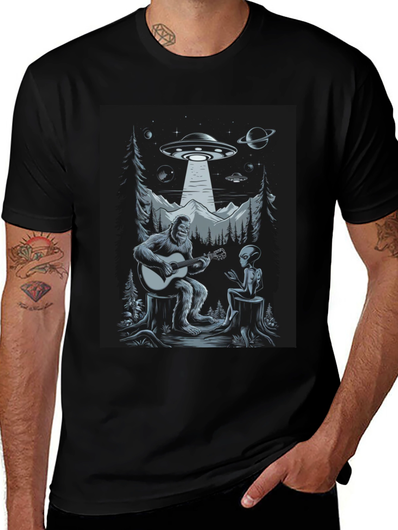 Variant 30 of Sasquatch Alien Guitar UFO T-Shirt