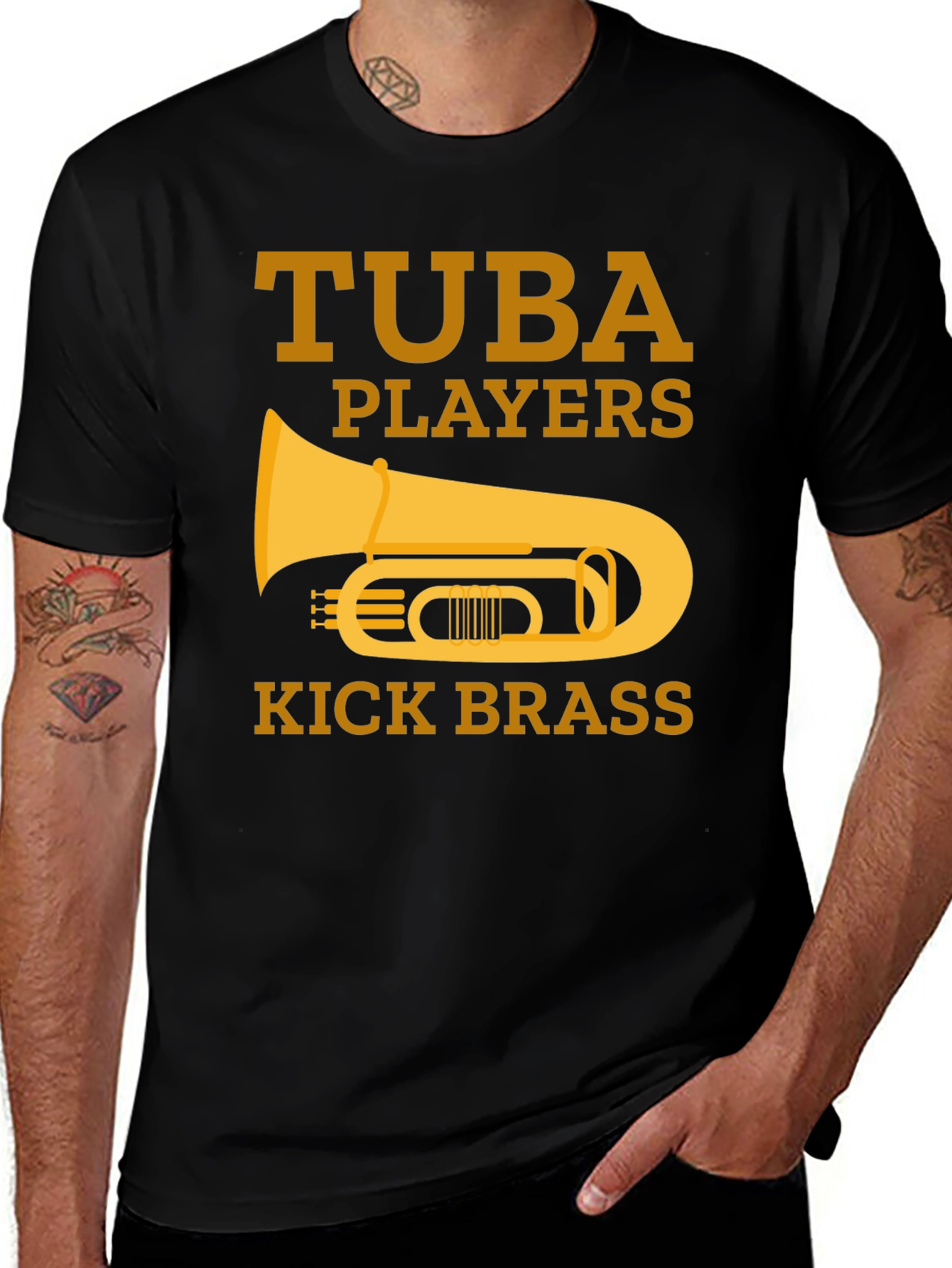 Variant 14 of Tuba Players Kick Brass Black Graphic T-Shirt