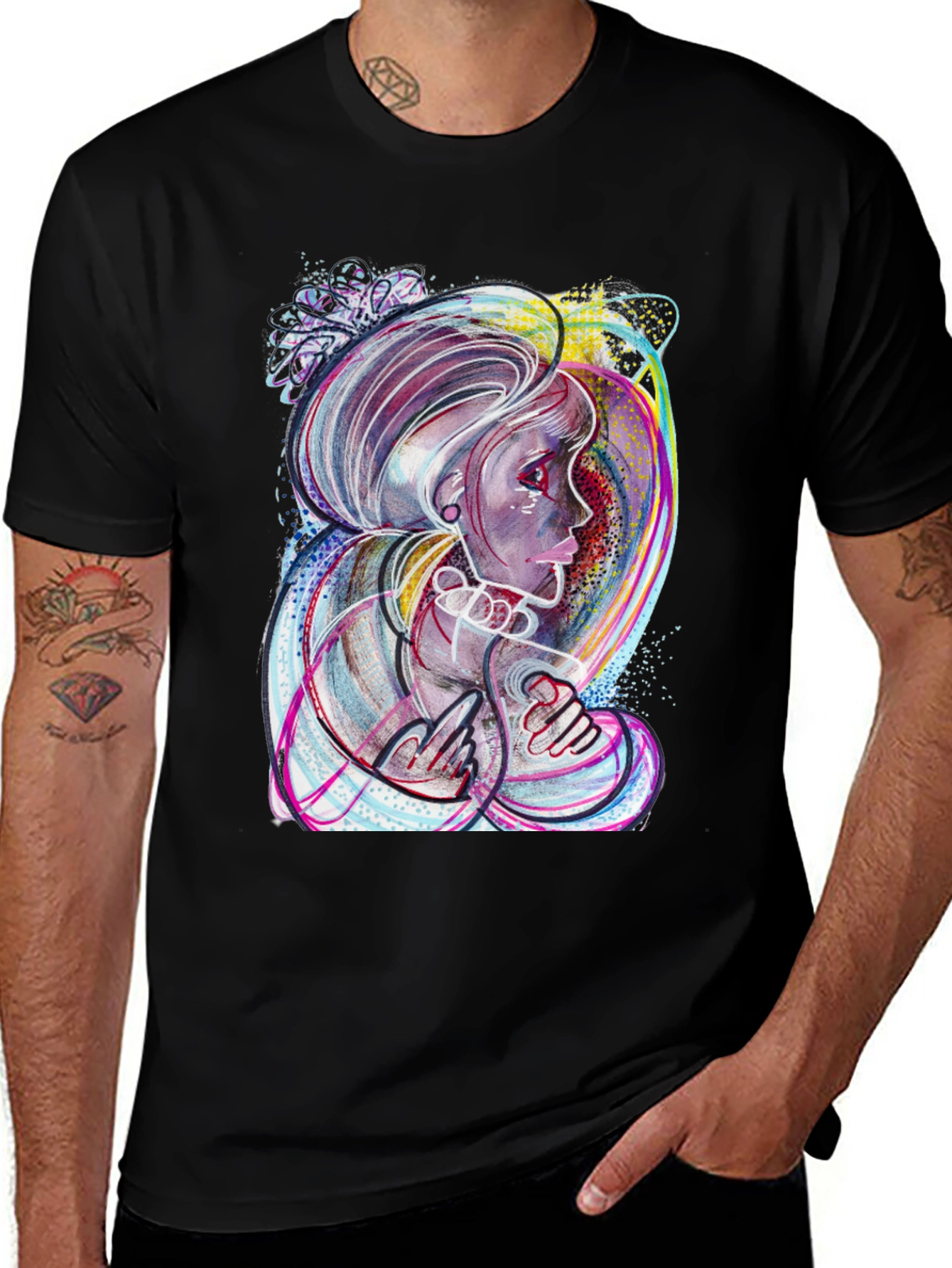 Variant 19 of Abstract Art Tee: Unique Colorful Woman Design
