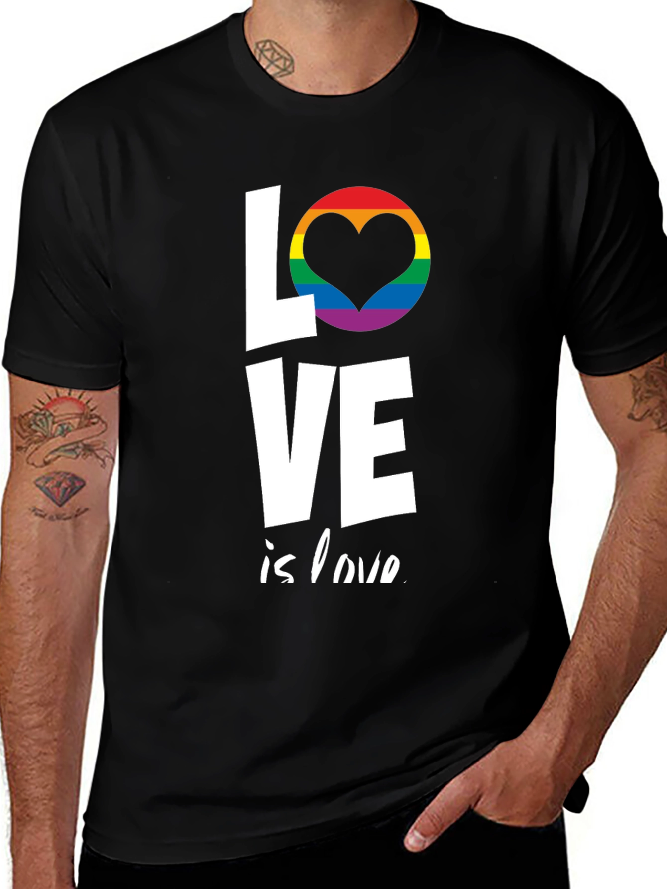 Love is Love T-Shirt LGBT Pride Rainbow Heart Tee