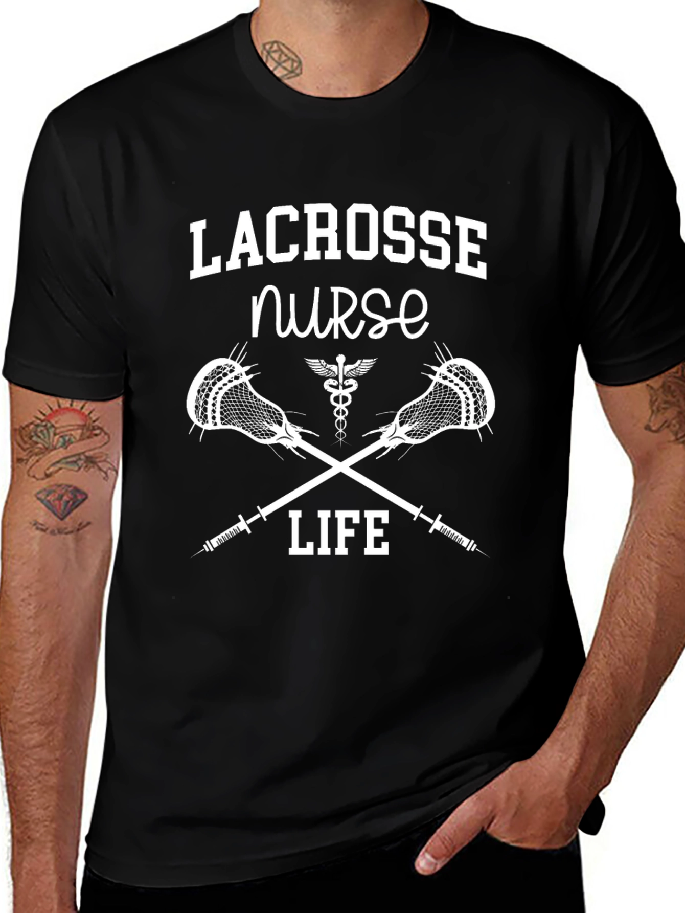 Variant 9 of Lacrosse Nurse Life T-Shirt - Black Graphic Tee