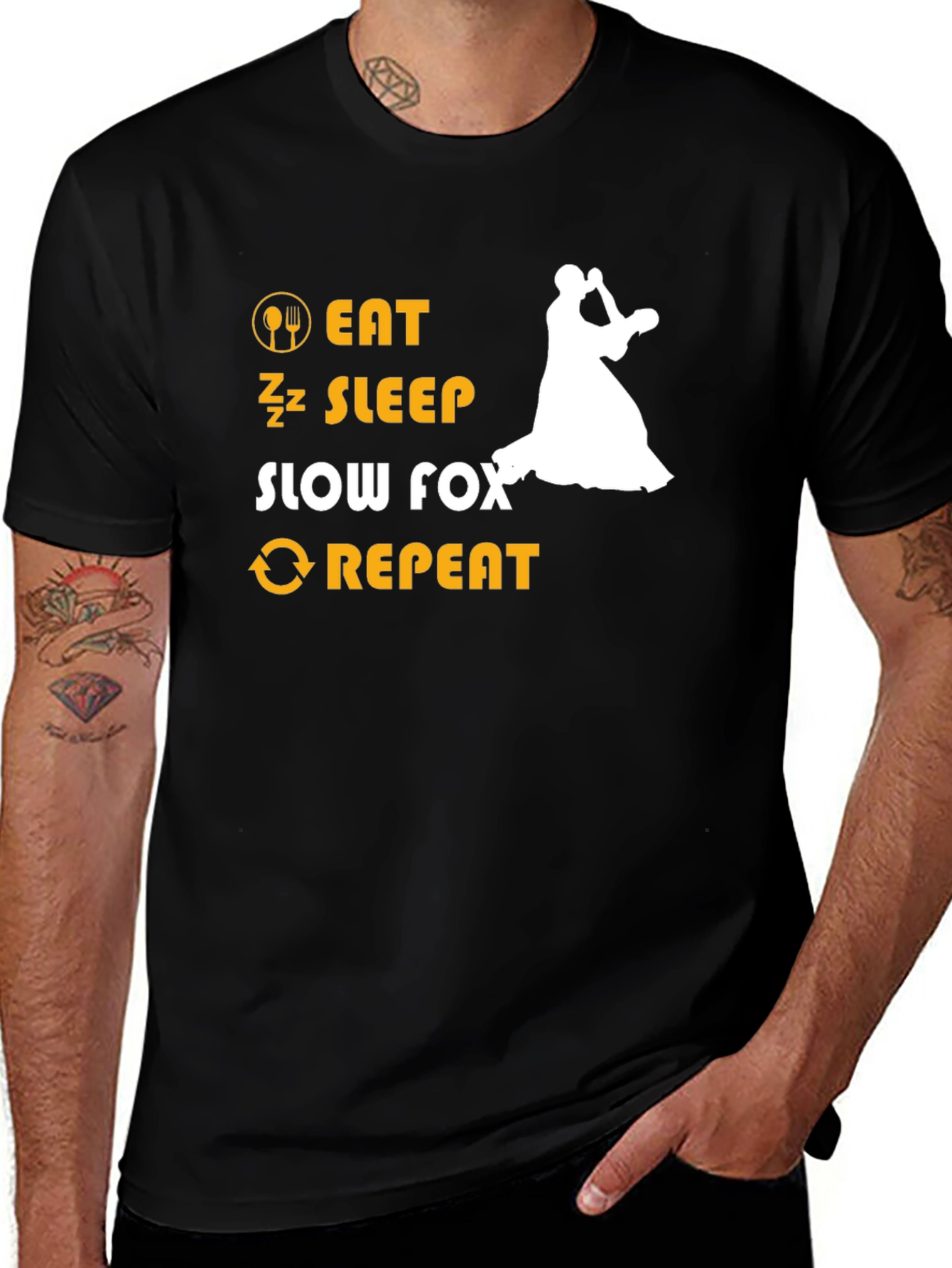 Variant 12 of Eat Sleep Slow Fox Repeat Black T-Shirt