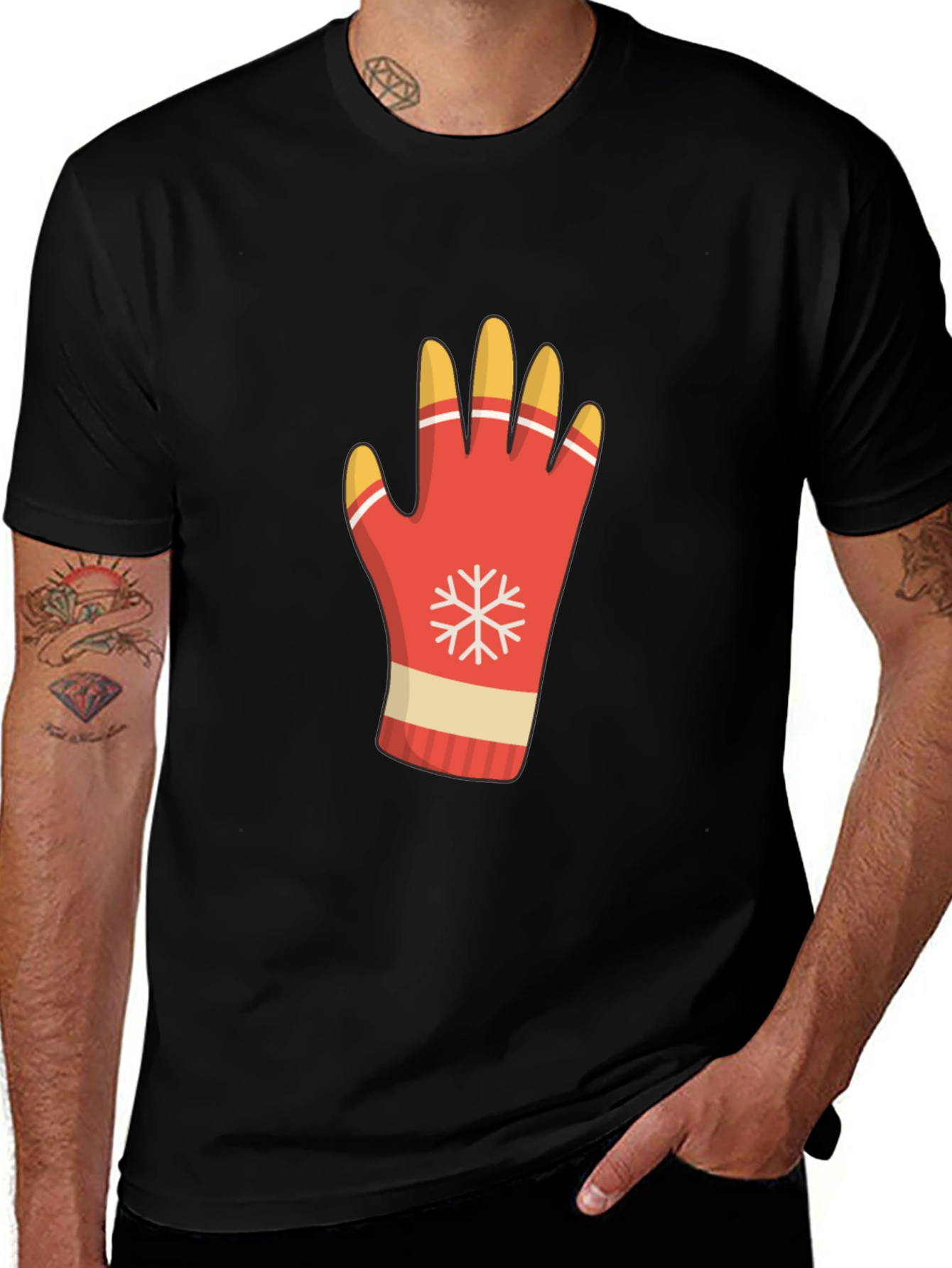 Variant 28 of Festive Winter Glove Graphic Tee - Holiday Style