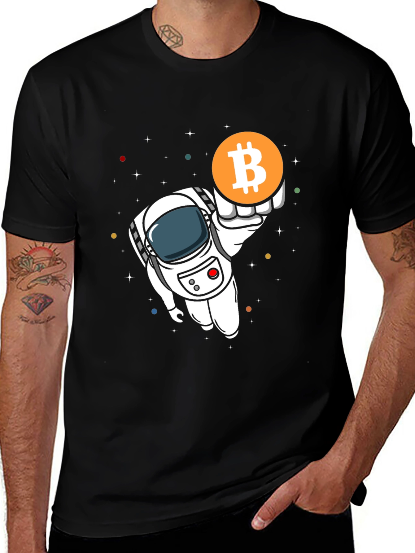 Variant 23 of Bitcoin Astronaut Graphic T-Shirt - Crypto Currency Tee