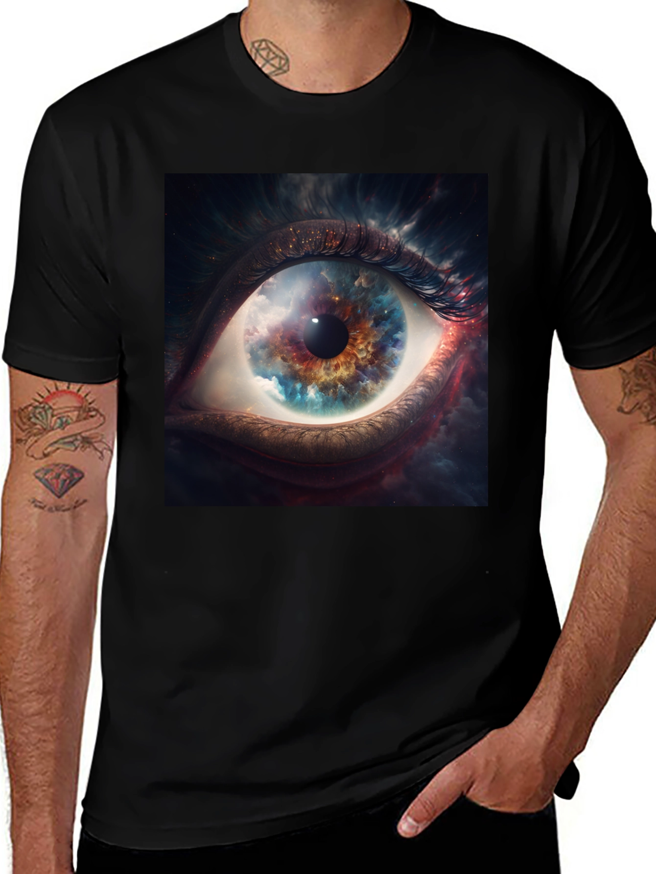 Variant 10 of Eye of the Universe Graphic Tee - Black Cotton T-Shirt