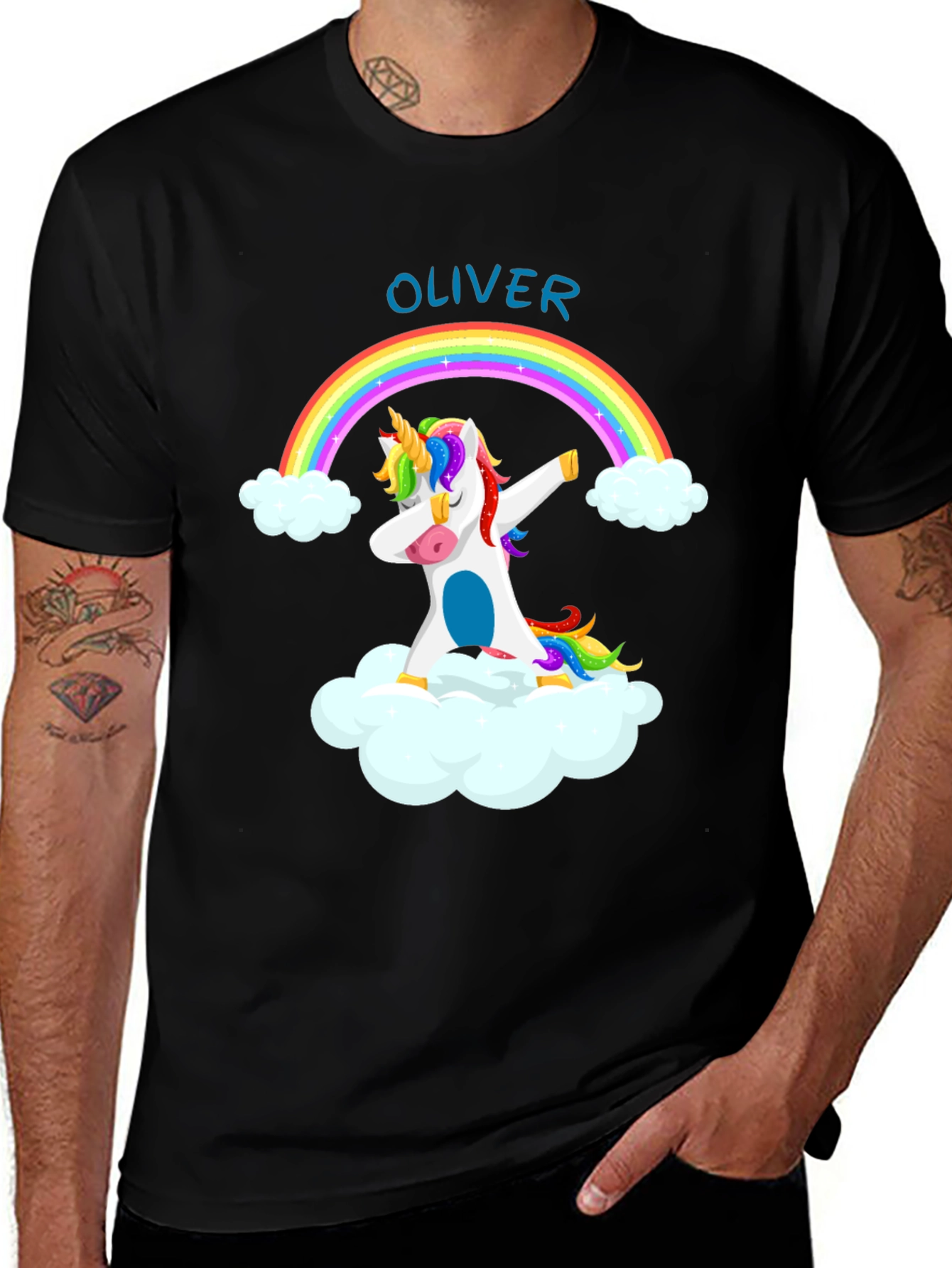 Variant 13 of Personalized Unicorn Rainbow Dab T-Shirt - Oliver