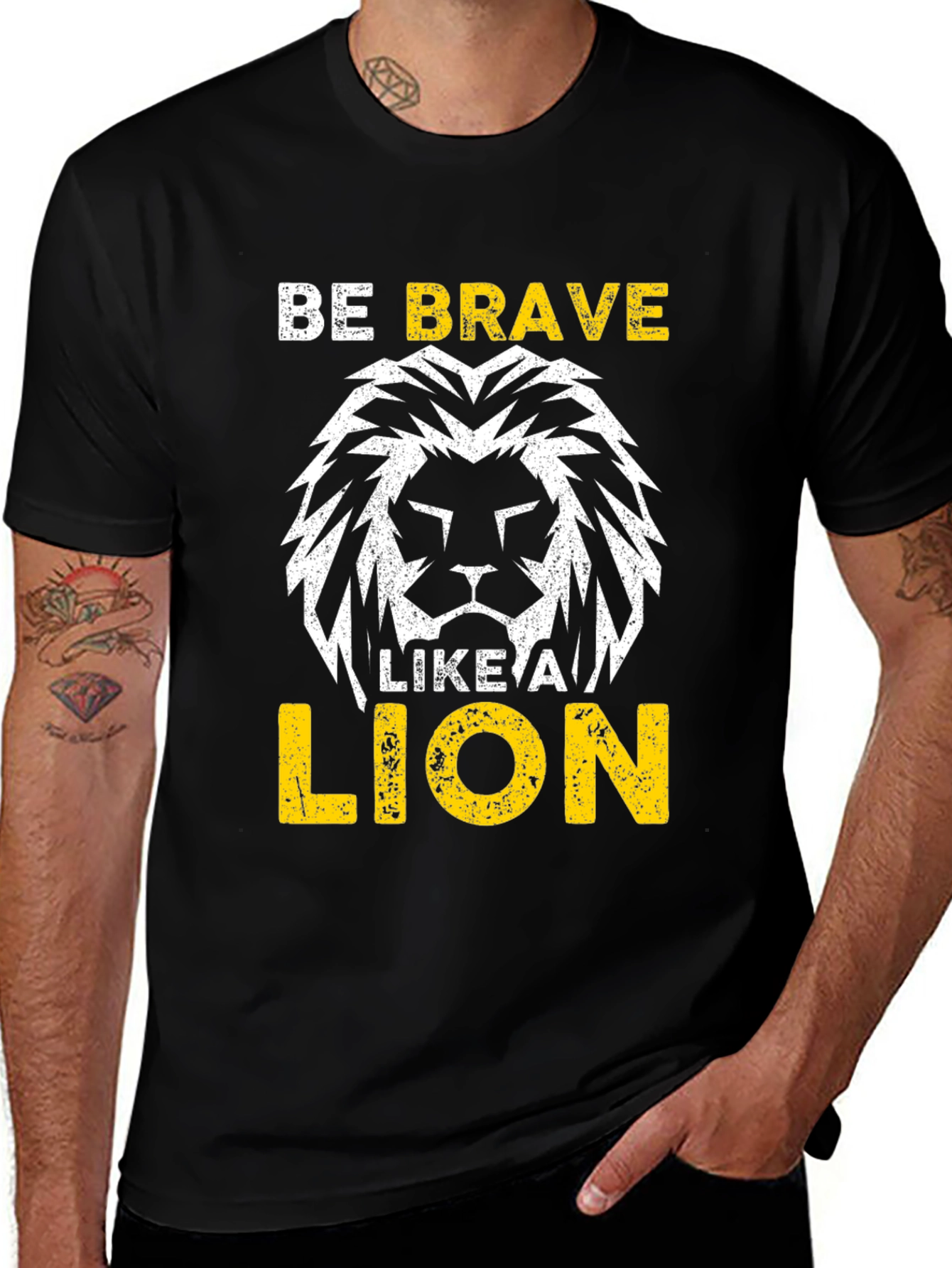 Variant 7 of Be Brave Like A Lion Graphic Tee - Black