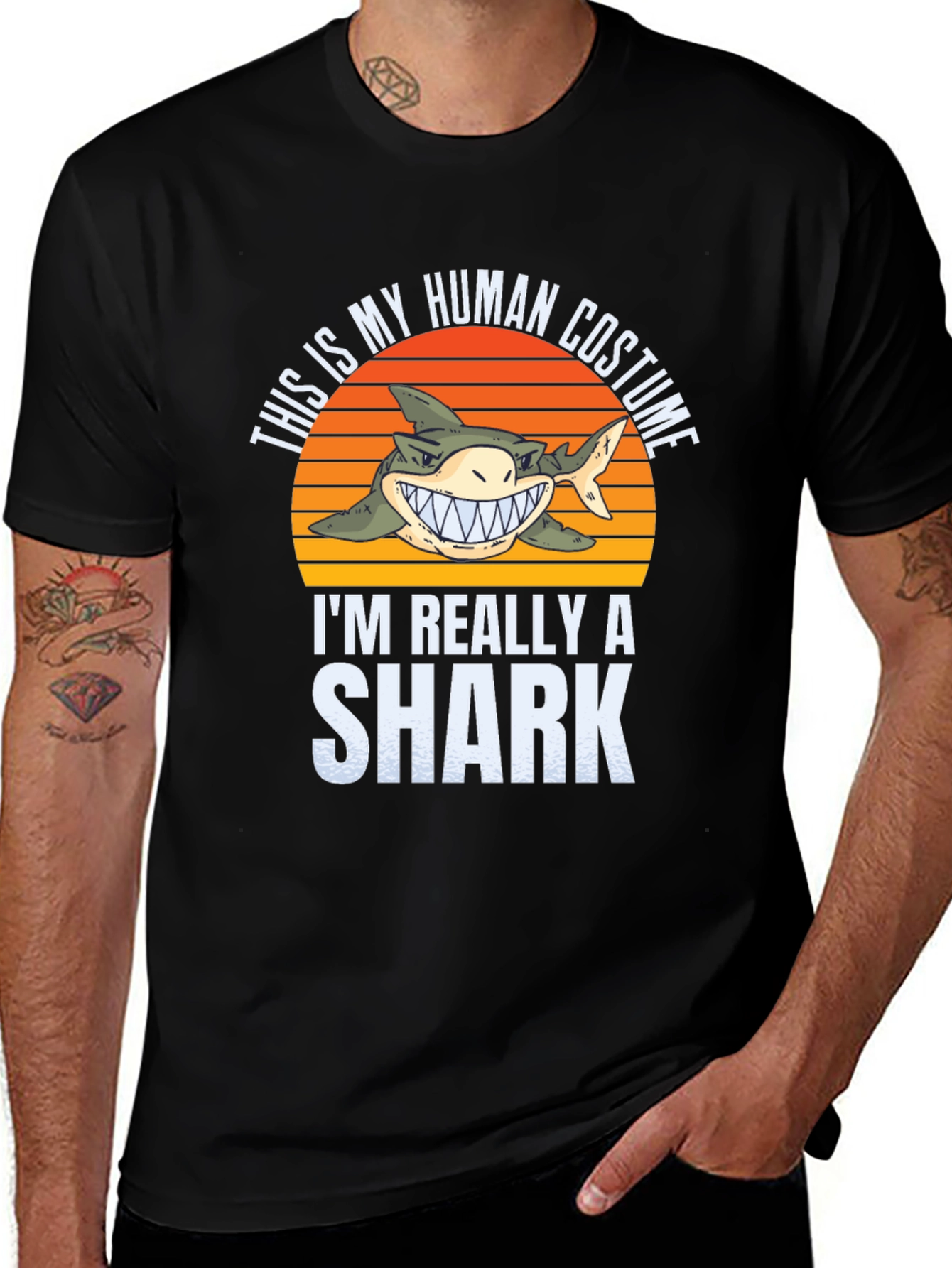 Variant 6 of Funny Shark Human Costume Novelty T-Shirt