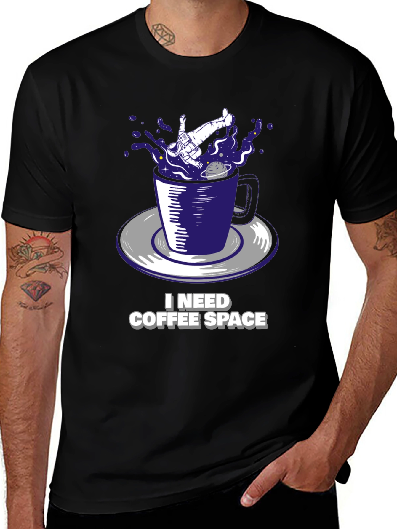 Variant 6 of Coffee Space T-Shirt - Astronaut & Galaxy Design