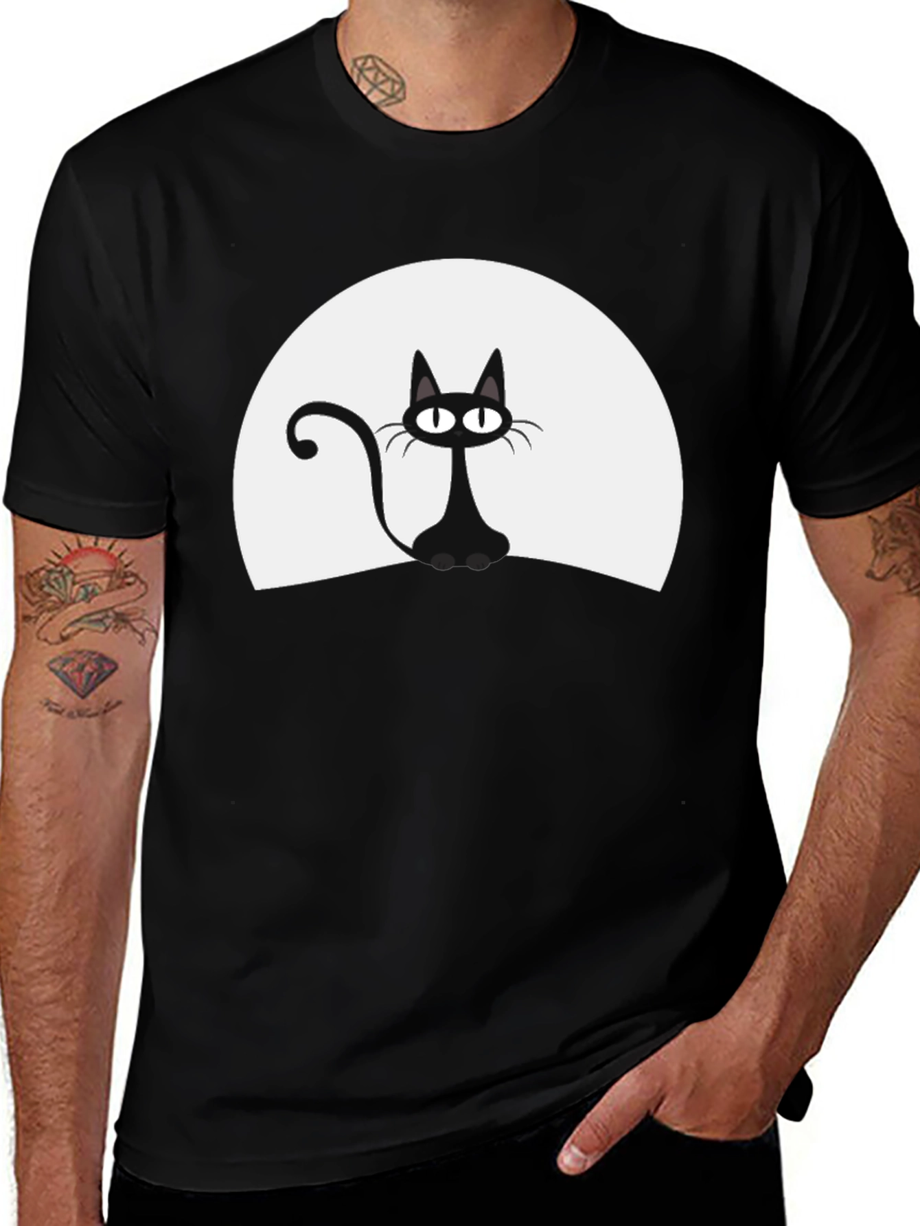 Variant 10 of Black Cat Moon Graphic T-Shirt