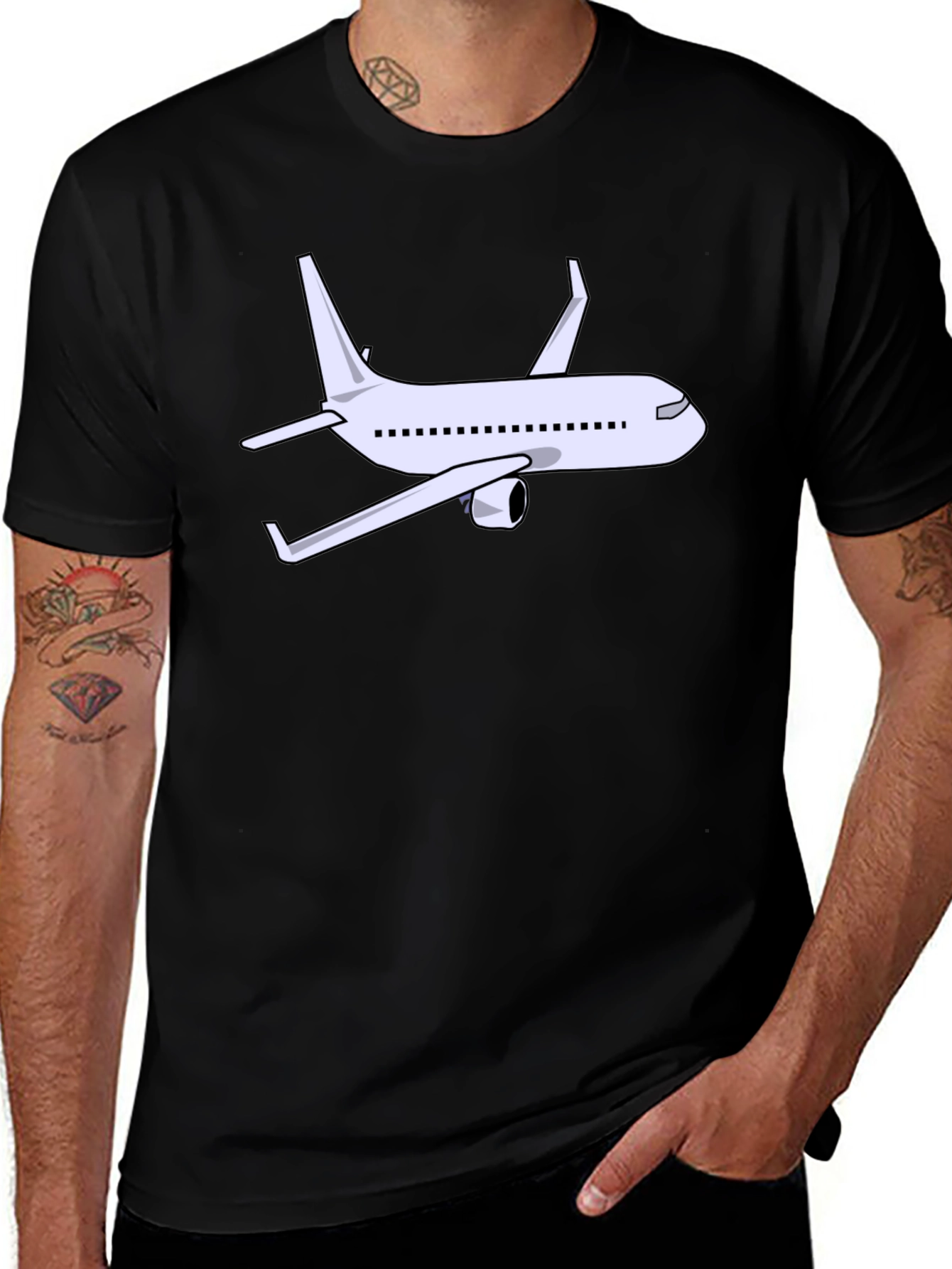 Variant 13 of Airplane Graphic Tee - Black Cotton Shirt