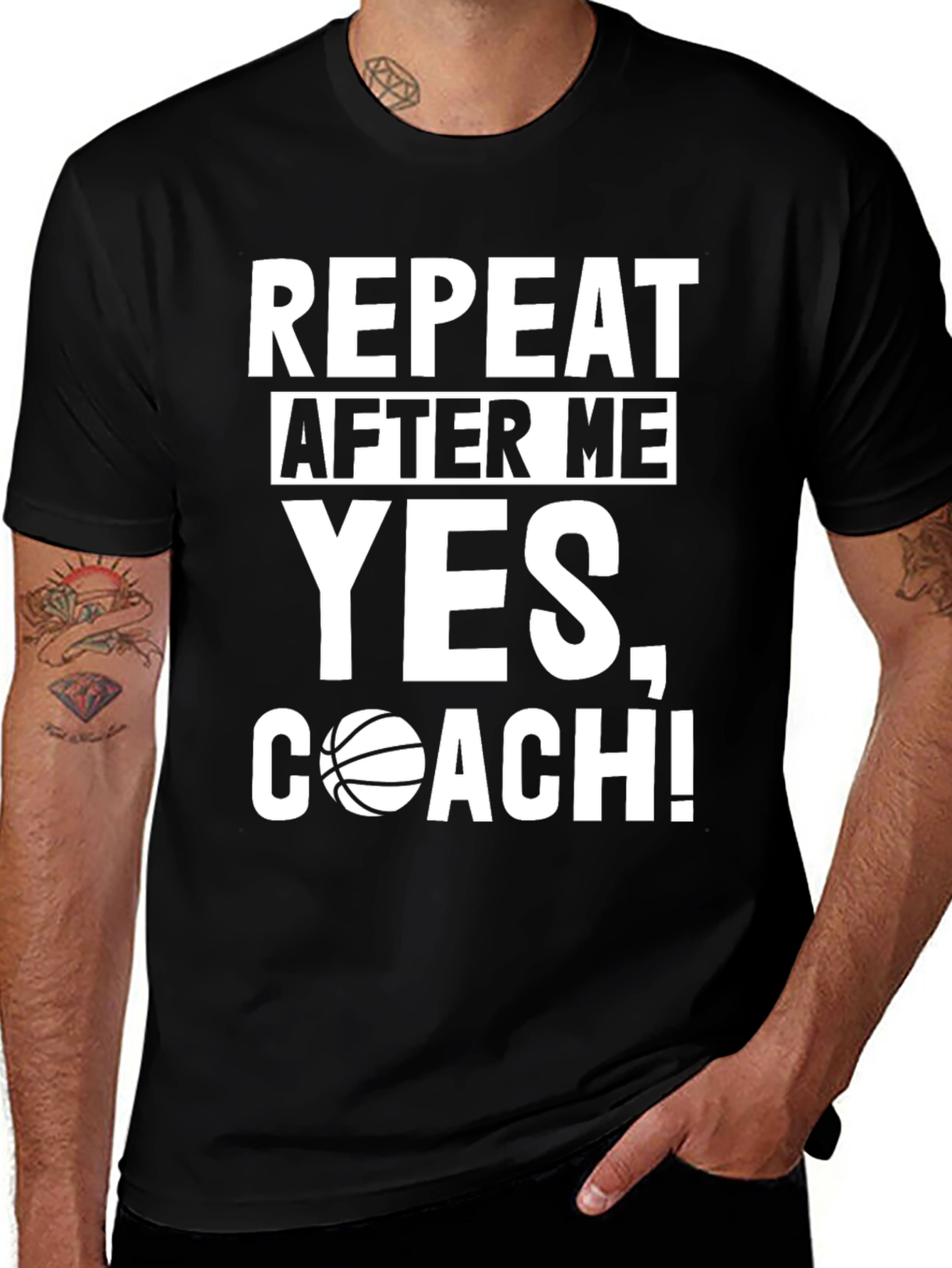 Variant 21 of Repeat After Me Yes Coach Basketball Graphic Tee