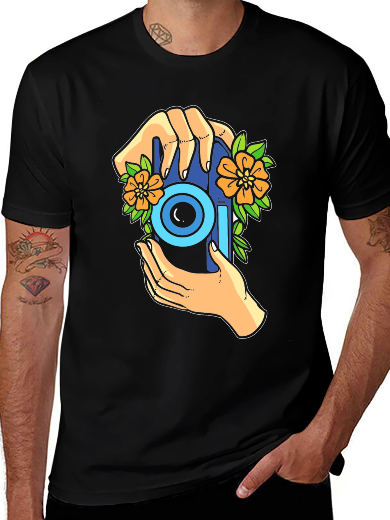 Variant 22 of Floral Camera Graphic T-Shirt