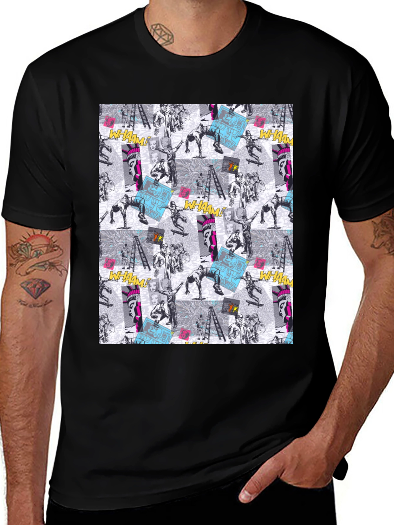 Variant 16 of Edgy Comic Print Black T-Shirt