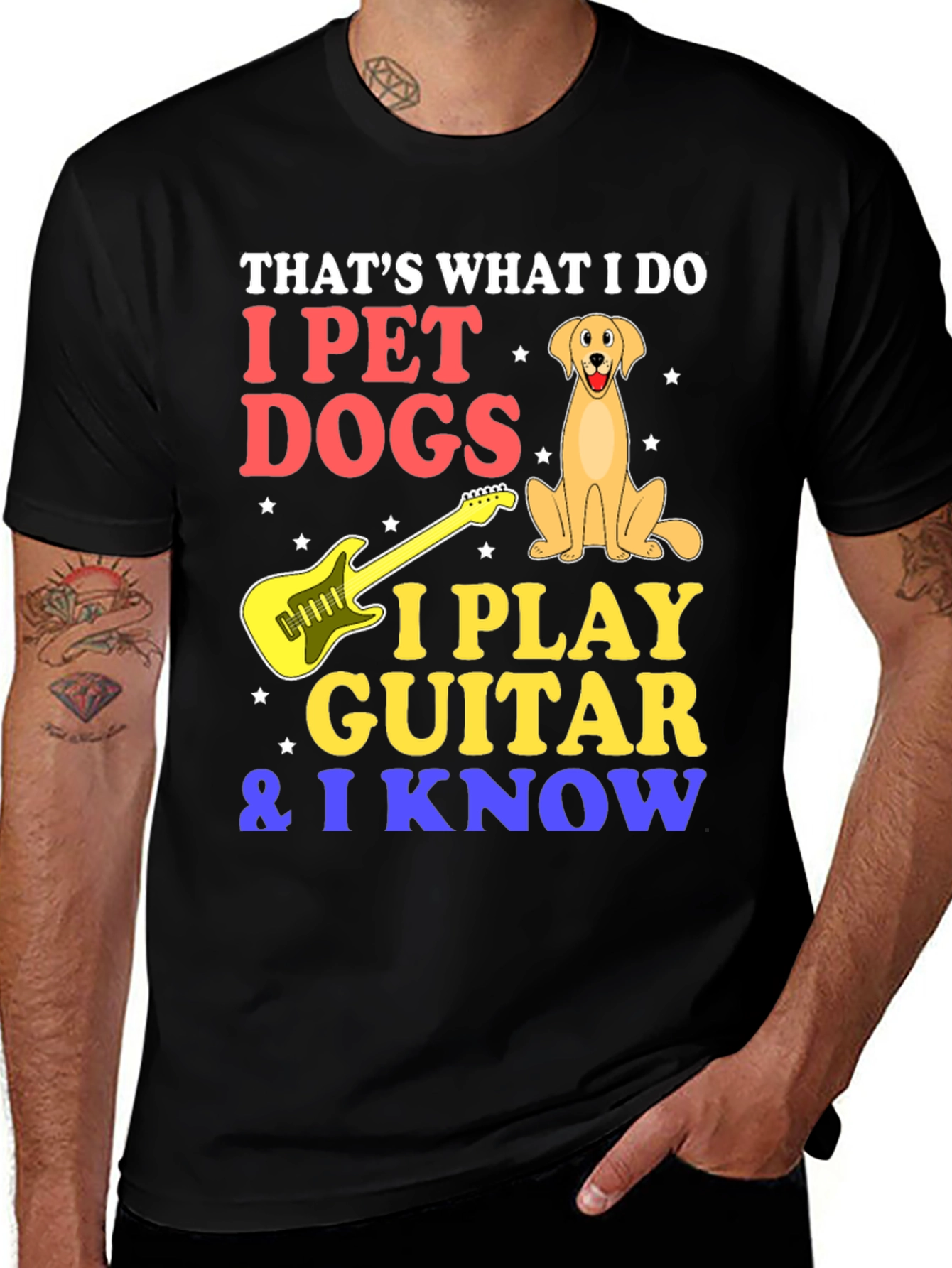 Variant 5 of I Pet Dogs & Play Guitar T-Shirt