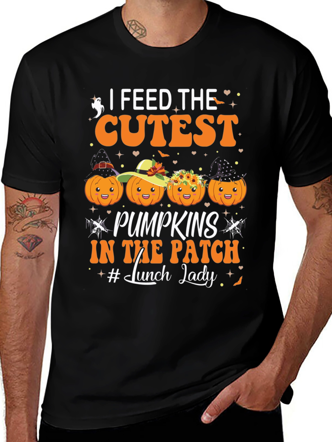 Cute Pumpkins Lunch Lady Halloween T-Shirt