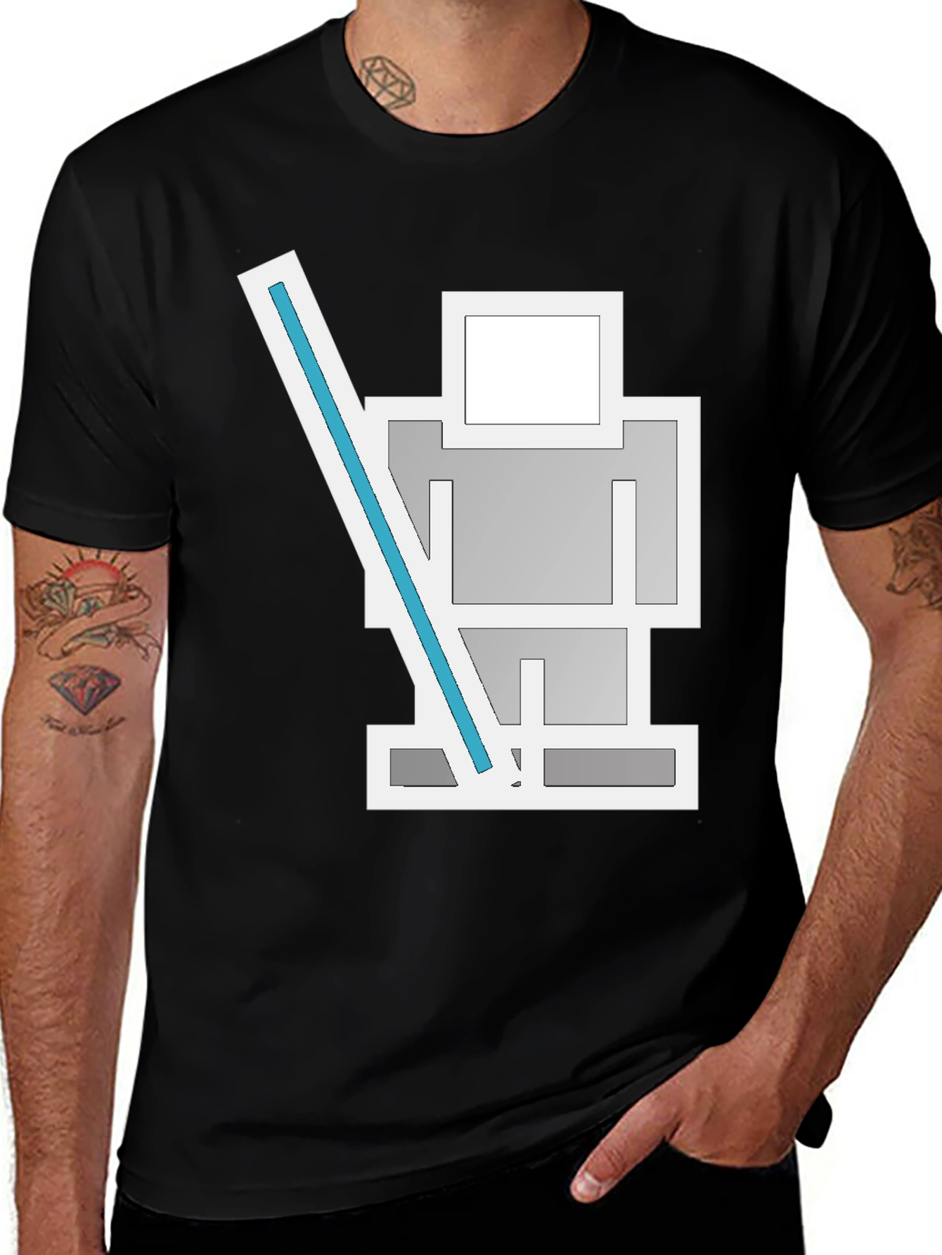Variant 13 of Robot Lightsaber Black T-Shirt