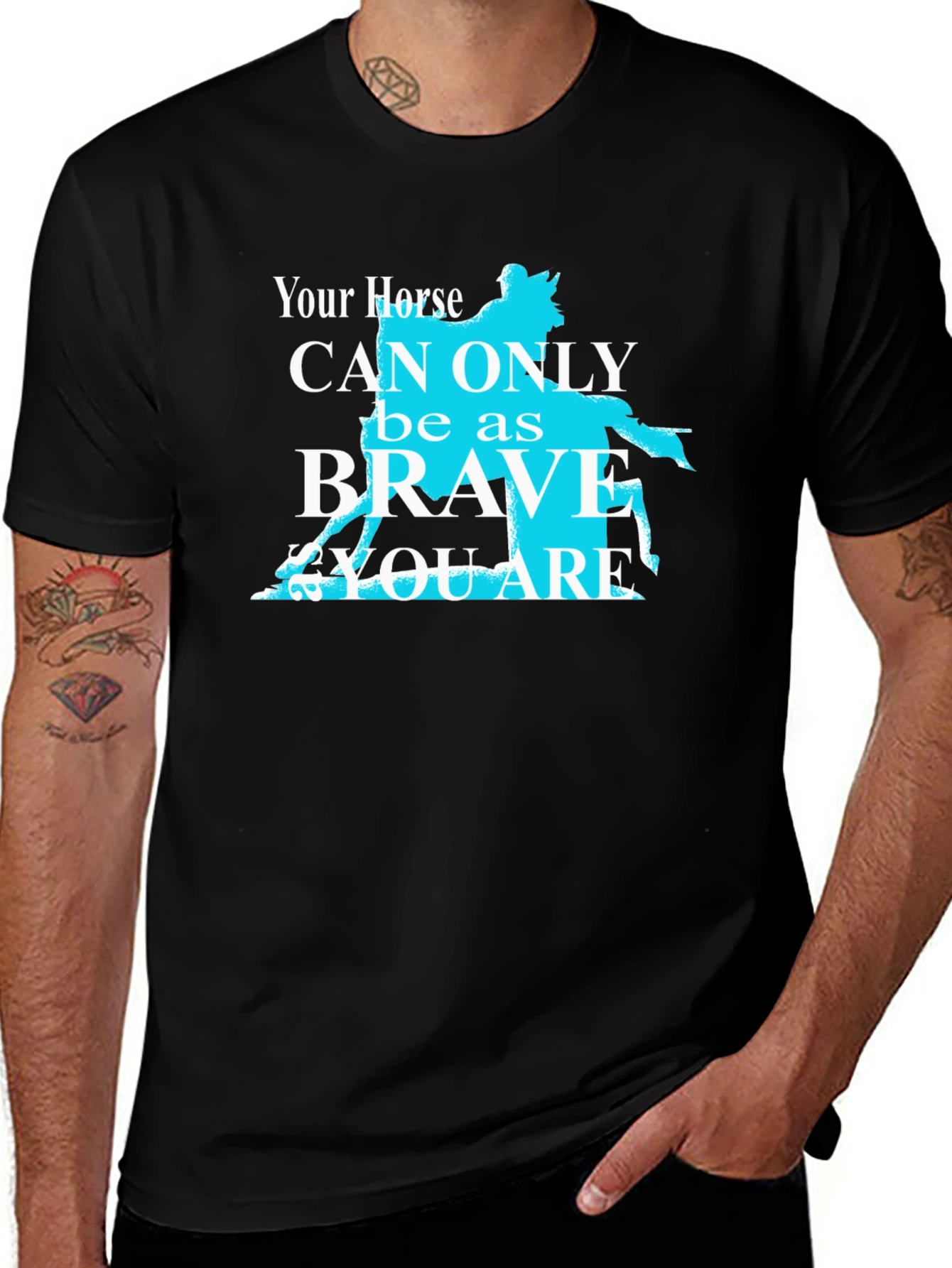 Variant 23 of Brave Horse Rider Graphic Tee - Black Cotton T-Shirt